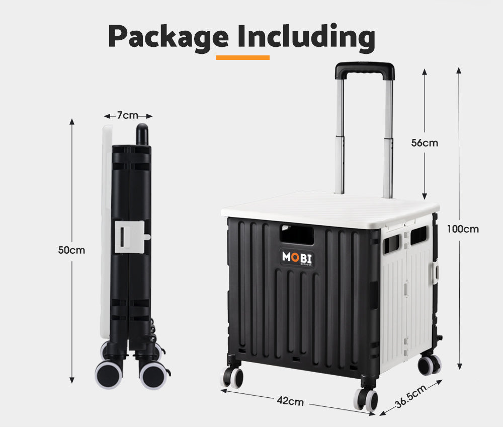 Mobi Shopping Trolley Foldable Camping Cart Grocery Basket 360° Wheel With cover - Sunyee