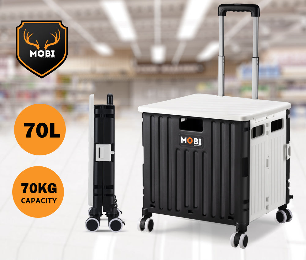 Mobi Shopping Trolley Foldable Camping Cart Grocery Basket 360° Wheel With cover - Sunyee