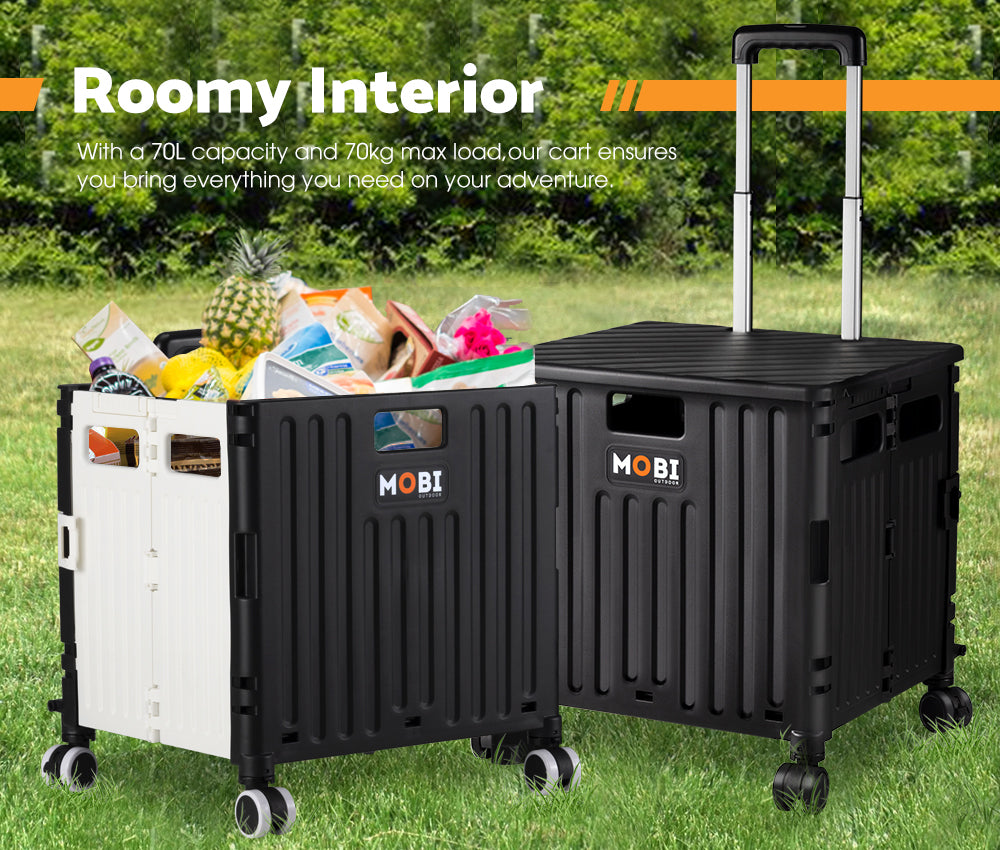 Mobi Shopping Trolley Foldable Camping Cart Grocery Basket 360° Wheel With cover - Sunyee