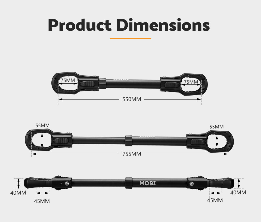 Mobi Bicycle Bike Bar Adjustable Frame Adapter Capacity 31.8kg For Car Bike Rack - Sunyee