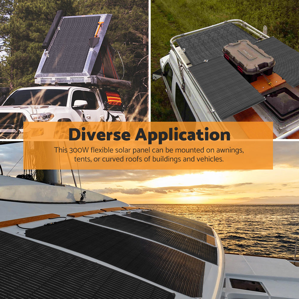 MOBI 300W Flexible Solar Panel Mono 12V RV Camping Caravan Boat - Sunyee