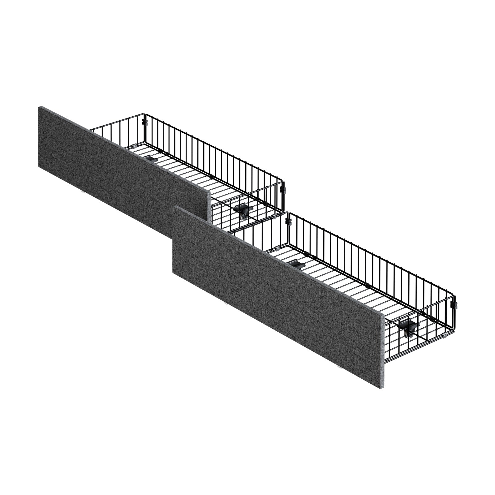 Oikiture 2x Trundle Drawers for Bed Frame w/ Wheels Underbed Storage Metal Grey - Sunyee