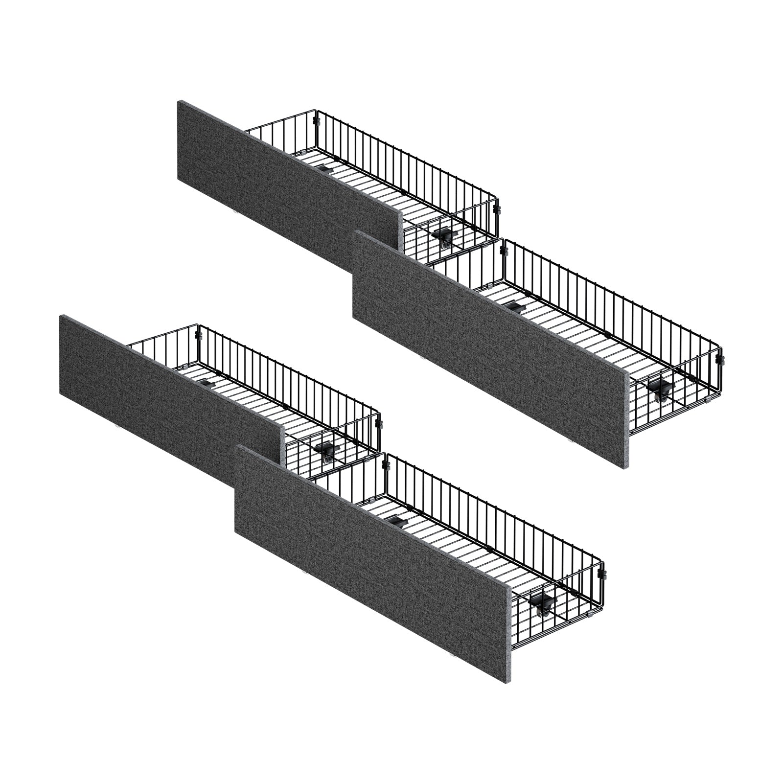 Oikiture 4x Trundle Drawers for Bed Frame w/ Wheels Underbed Storage Metal Grey - Sunyee