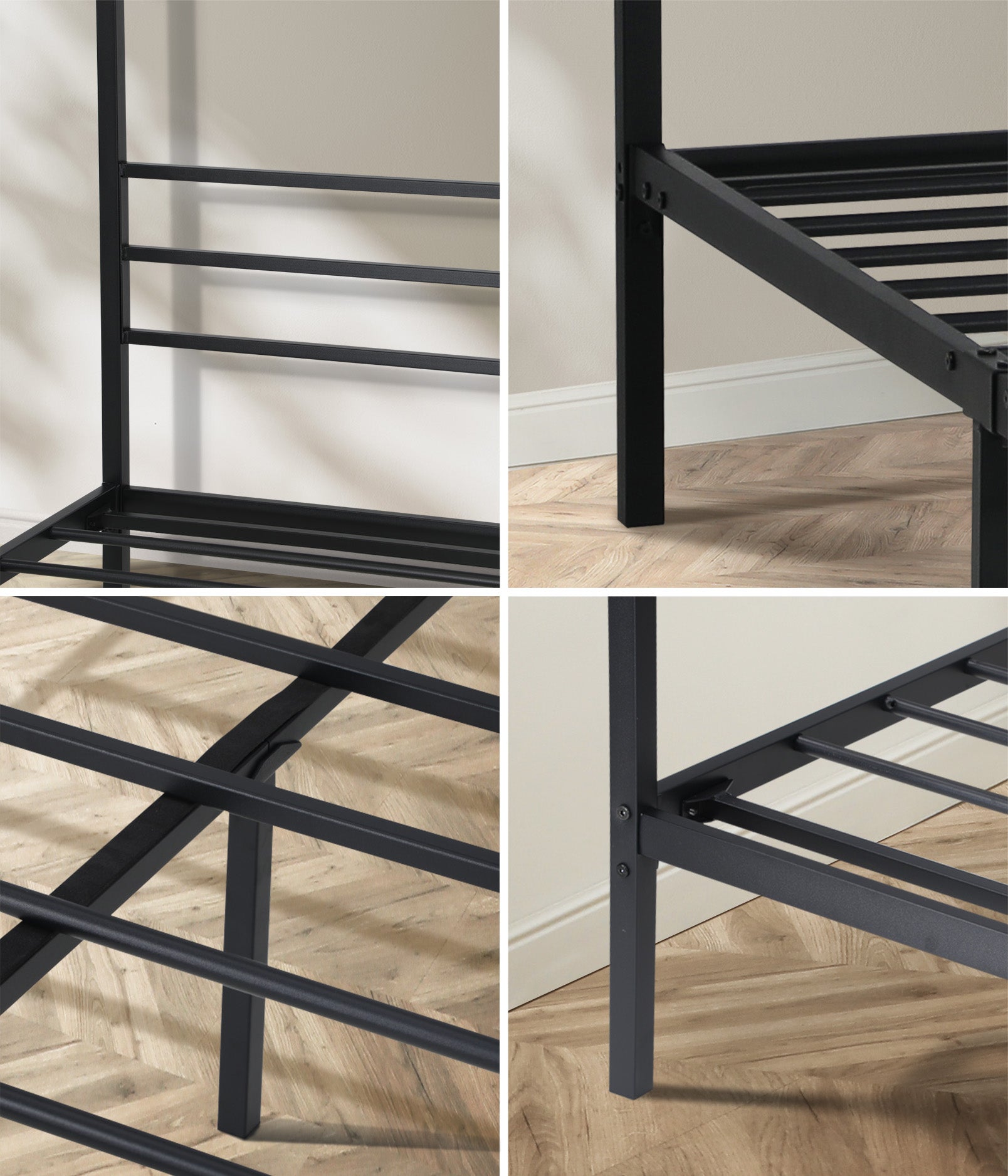 Oikiture Metal Canopy Bed Frame Double Size Platform - Sunyee