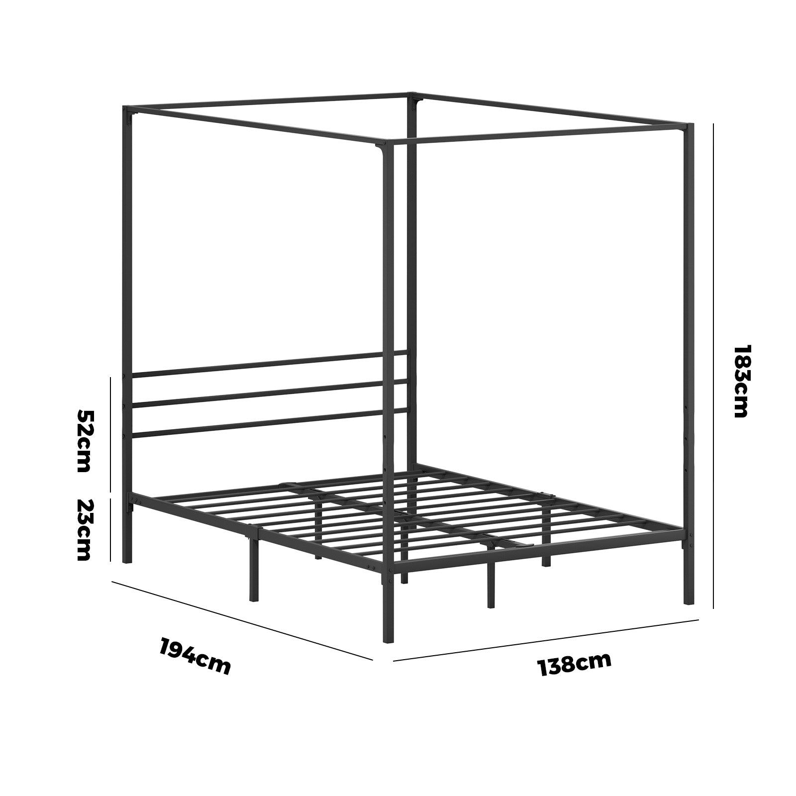 Oikiture Metal Canopy Bed Frame Double Size Platform - Sunyee