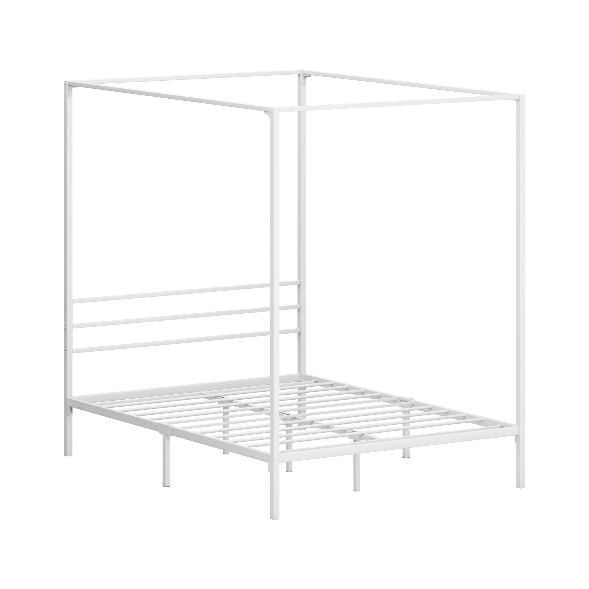 Oikiture Metal Canopy Bed Frame Double Size Beds Platform White - Sunyee
