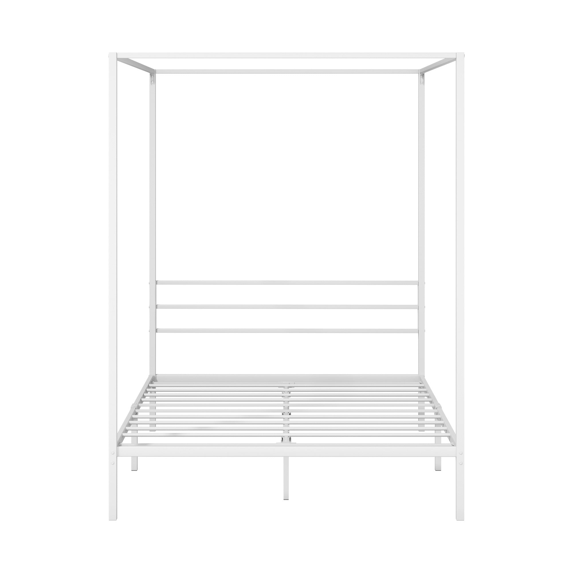 Oikiture Metal Canopy Bed Frame Double Size Beds Platform White - Sunyee