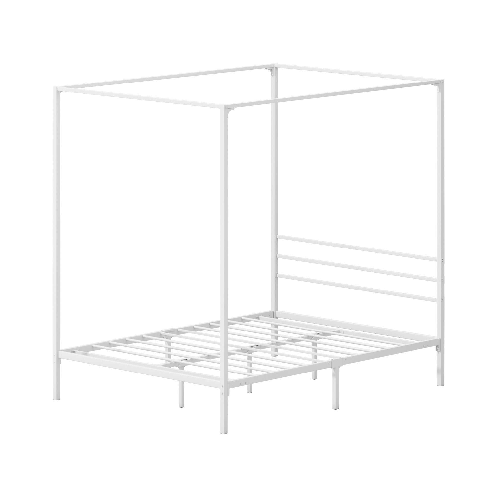 Oikiture Metal Canopy Bed Frame Double Size Beds Platform White - Sunyee
