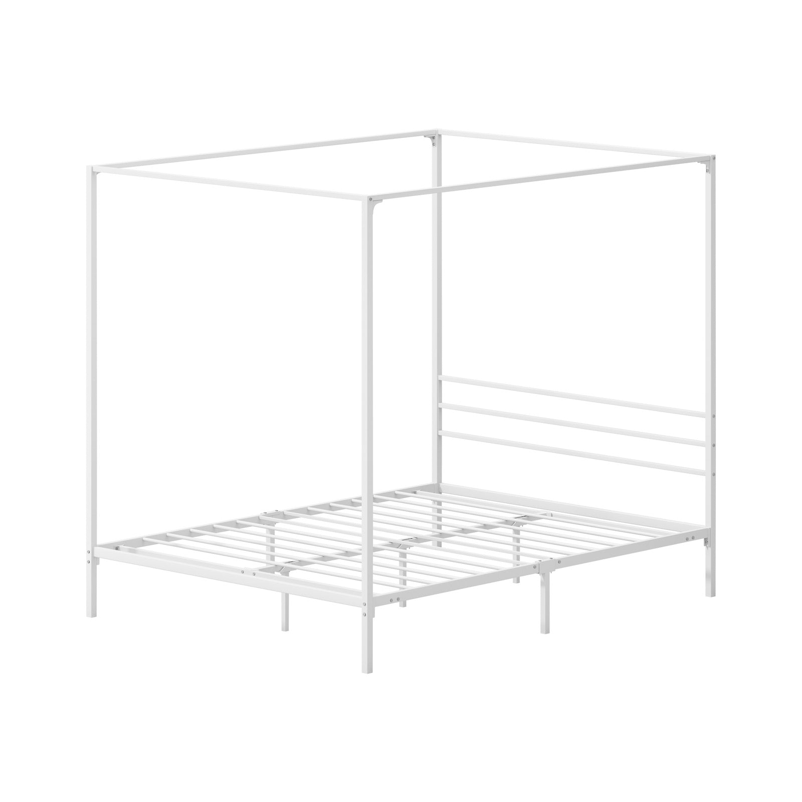 Oikiture Metal Canopy Bed Frame Queen Size Beds Platform White - Sunyee