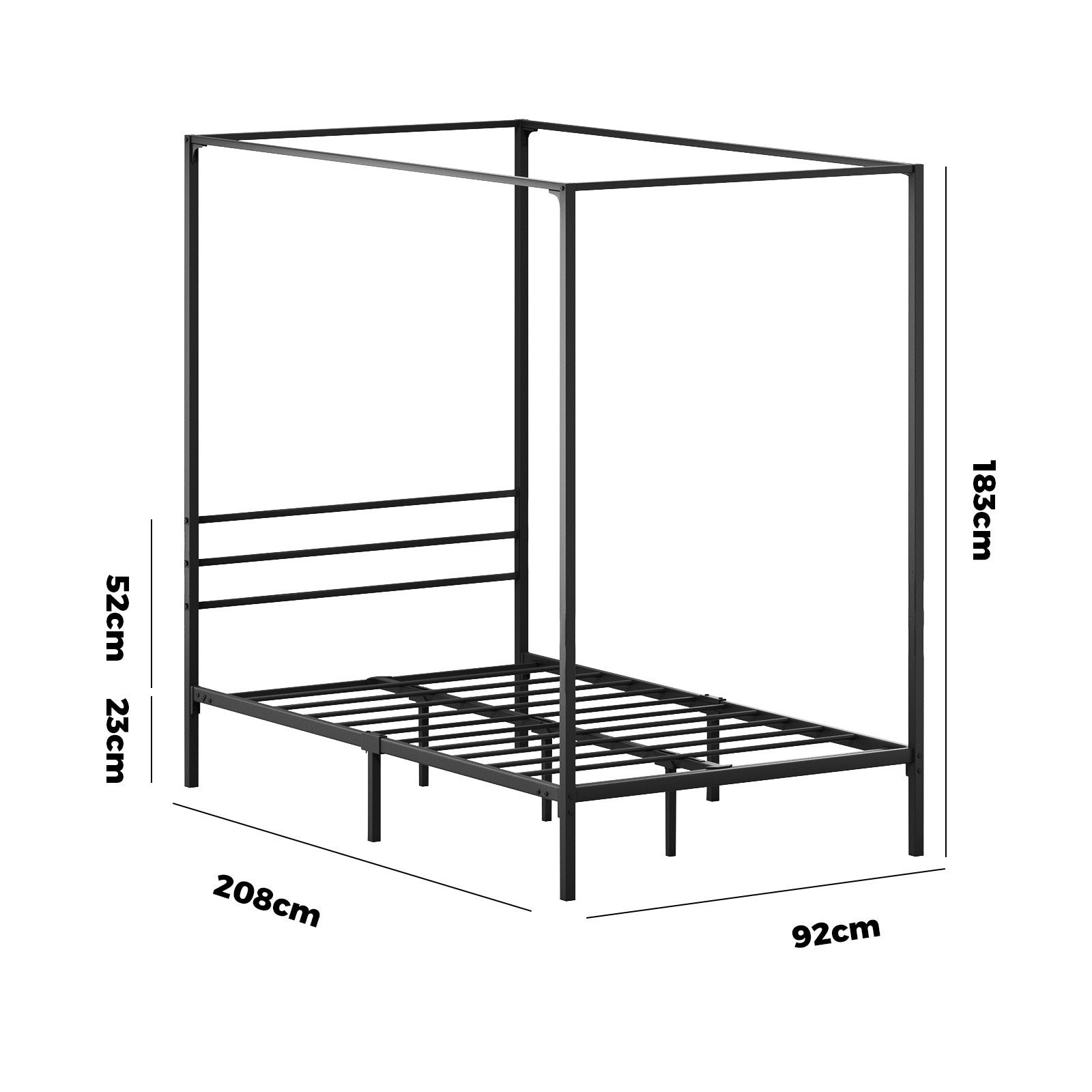 Oikiture Metal Canopy Bed Frame Single Size Beds Platform - Sunyee