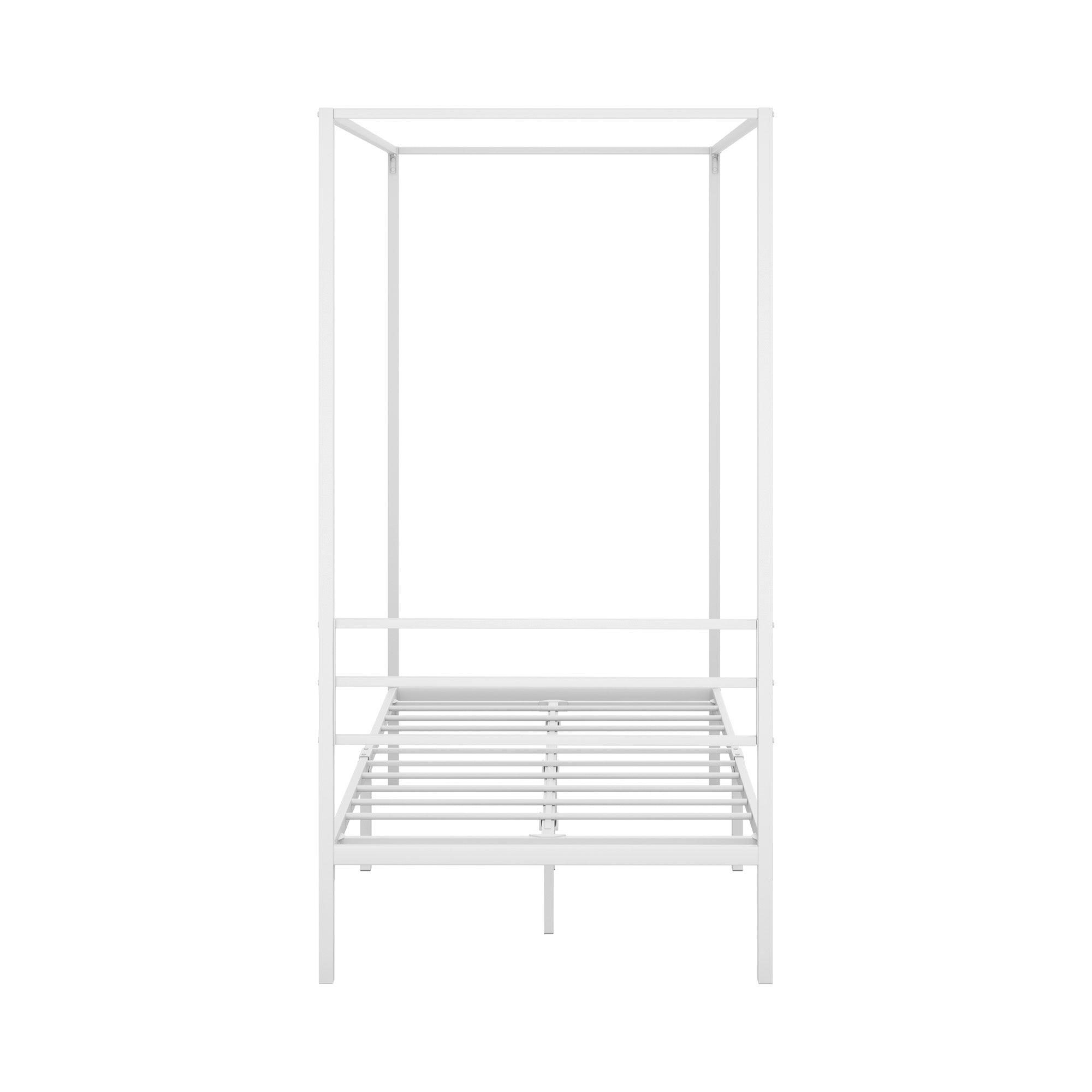 Oikiture Metal Canopy Bed Frame Single Size Beds Platform White - Sunyee
