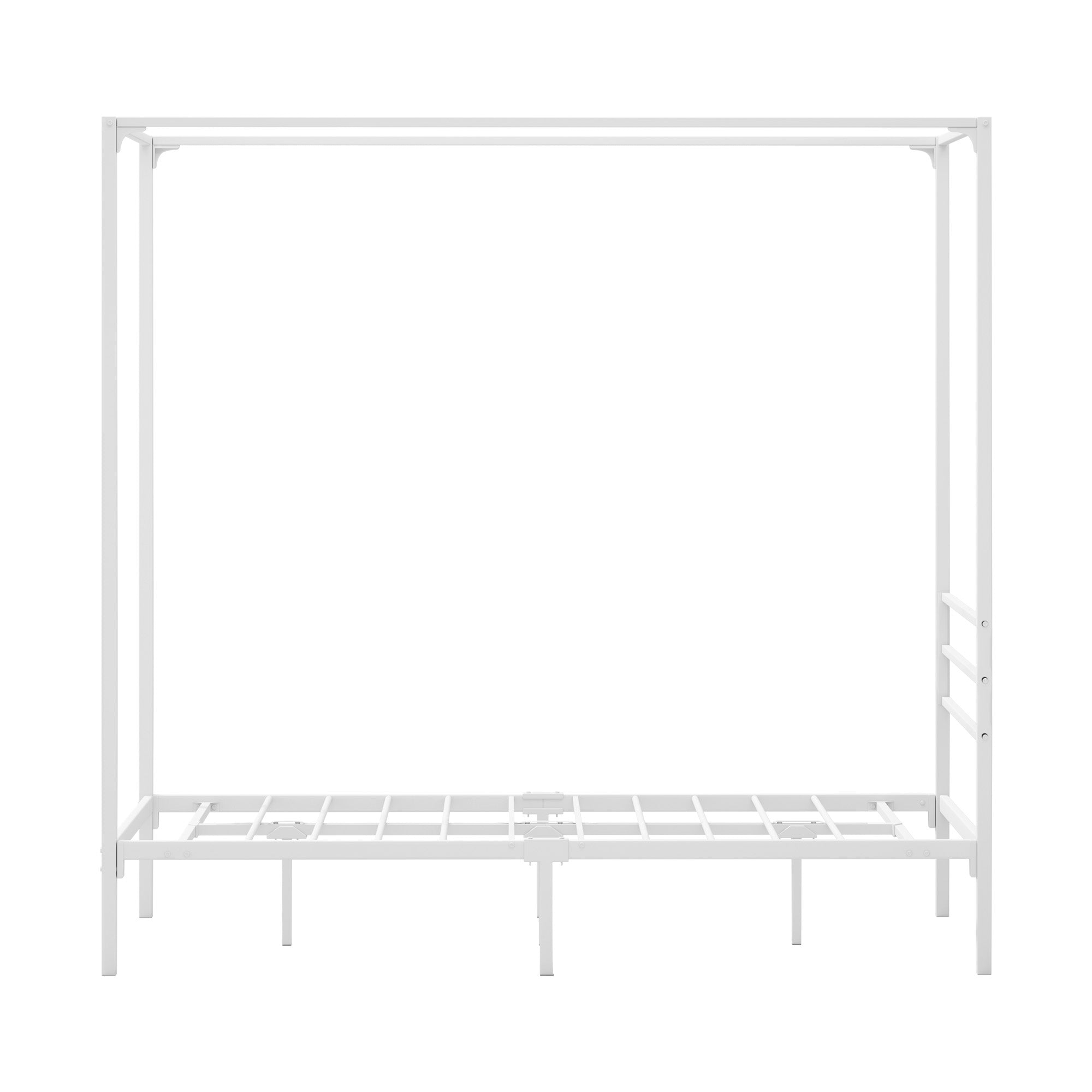 Oikiture Metal Canopy Bed Frame Single Size Beds Platform White - Sunyee