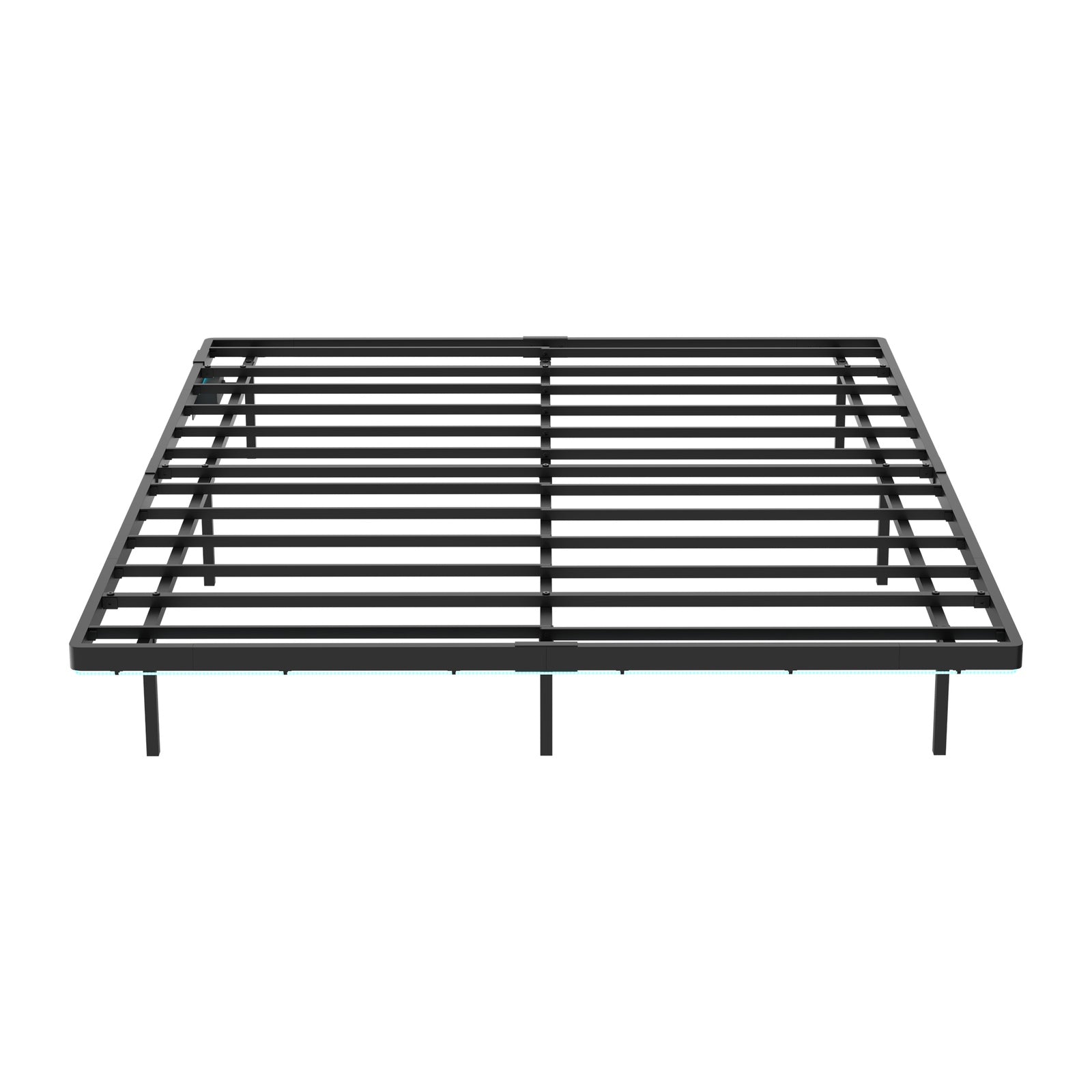 Oikiture Floating Metal Bed Frame Queen Size Platform LED Light AC USB Black