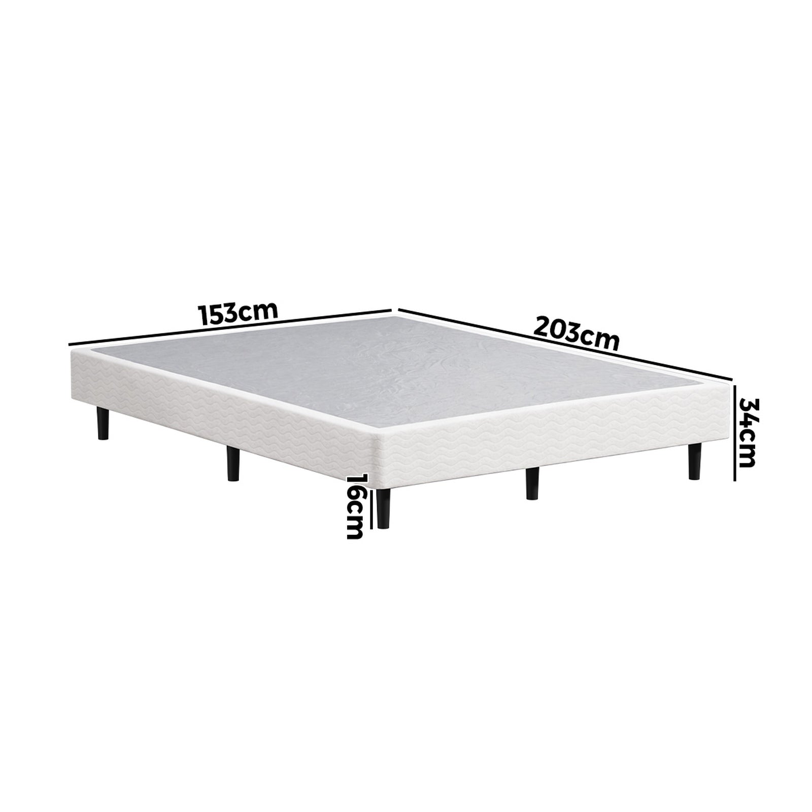 Oikiture Queen Ensemble Bed Base Metal Bed Frame Fabric Cover Platform Bed