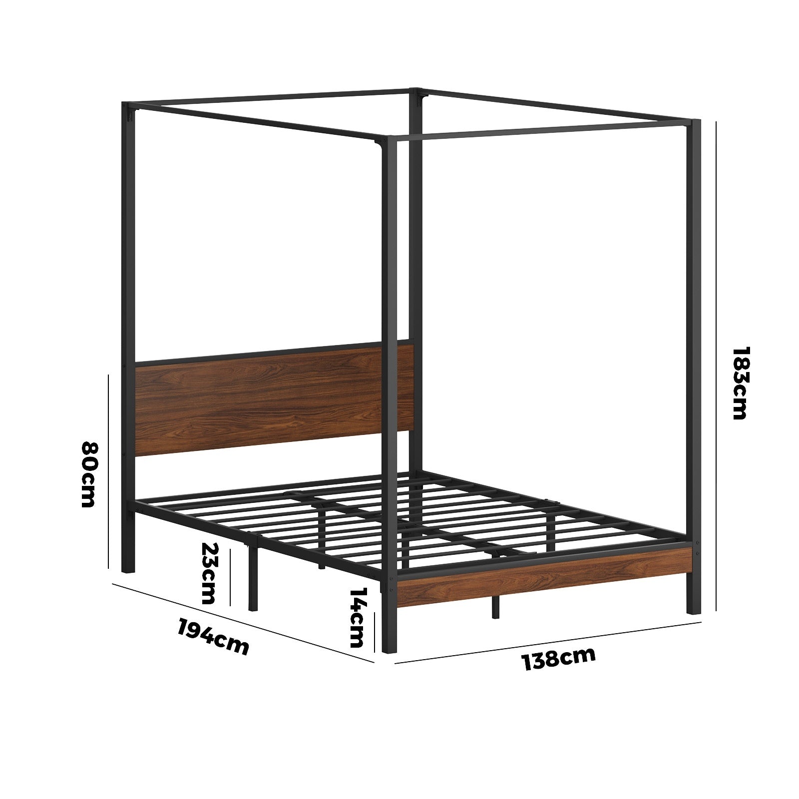 Oikiture Metal Canopy Bed Frame Double Size Beds Platform - Sunyee