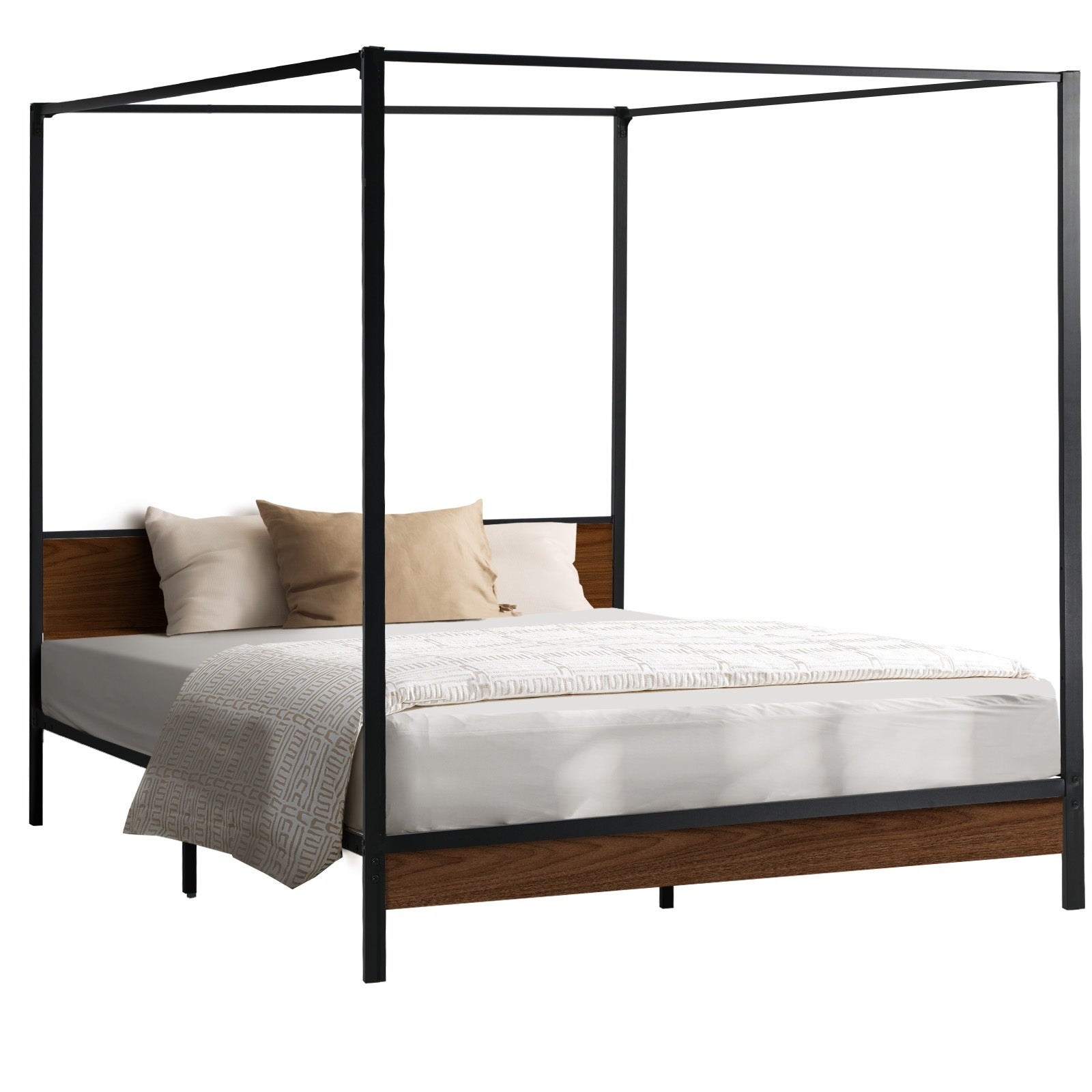 Oikiture Metal Canopy Bed Frame Double Size Beds Platform - Sunyee