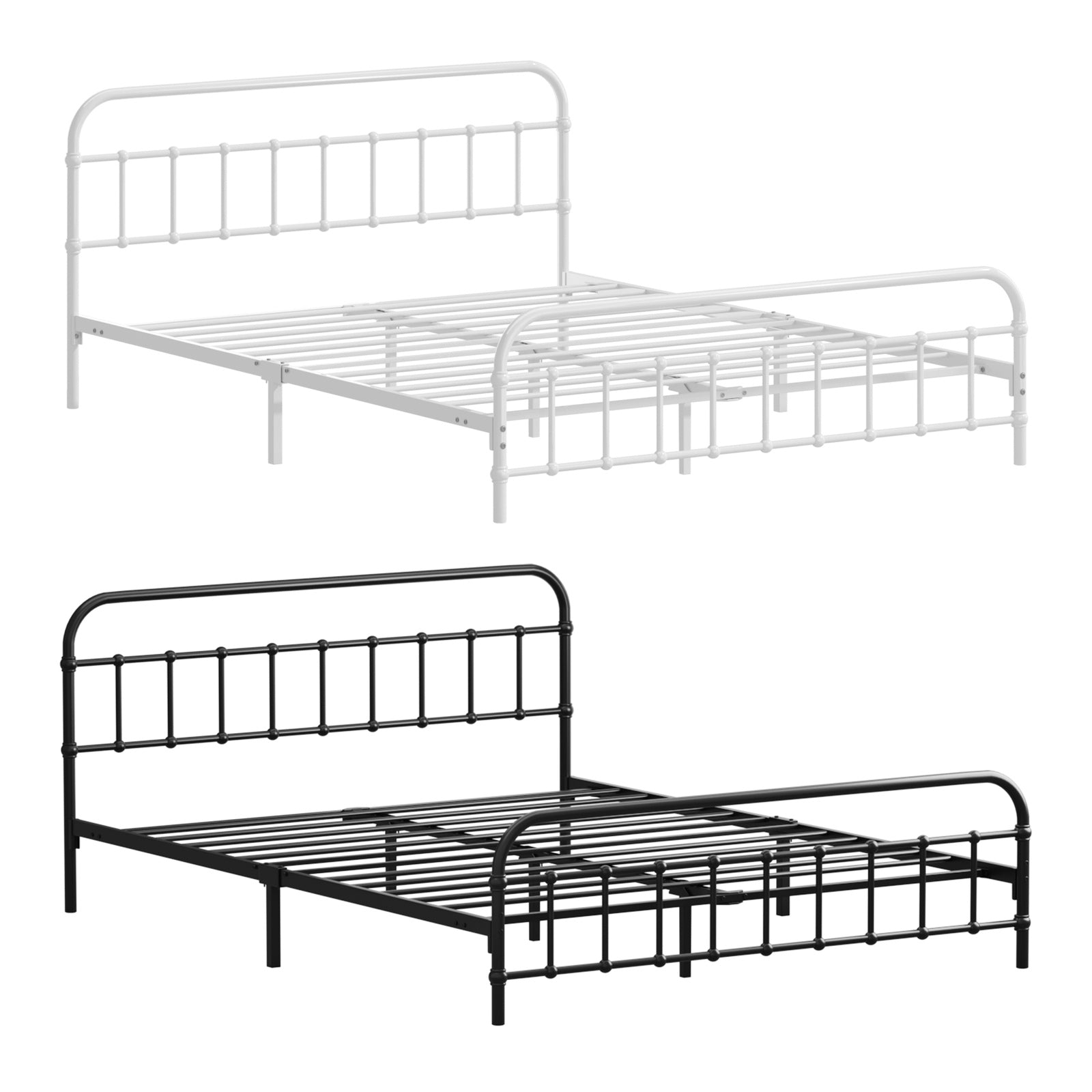 Oikiture Metal Bed Frame Queen Double King Single Size Metal Bed Base Platform