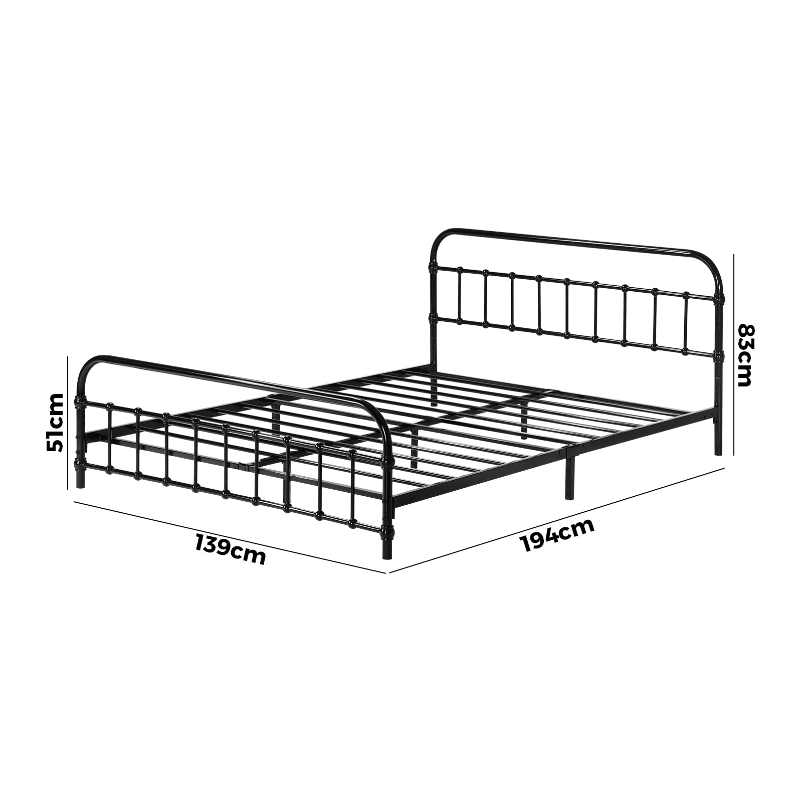 Oikiture Metal Bed Frame Double Size Bed Base Platform - Sunyee