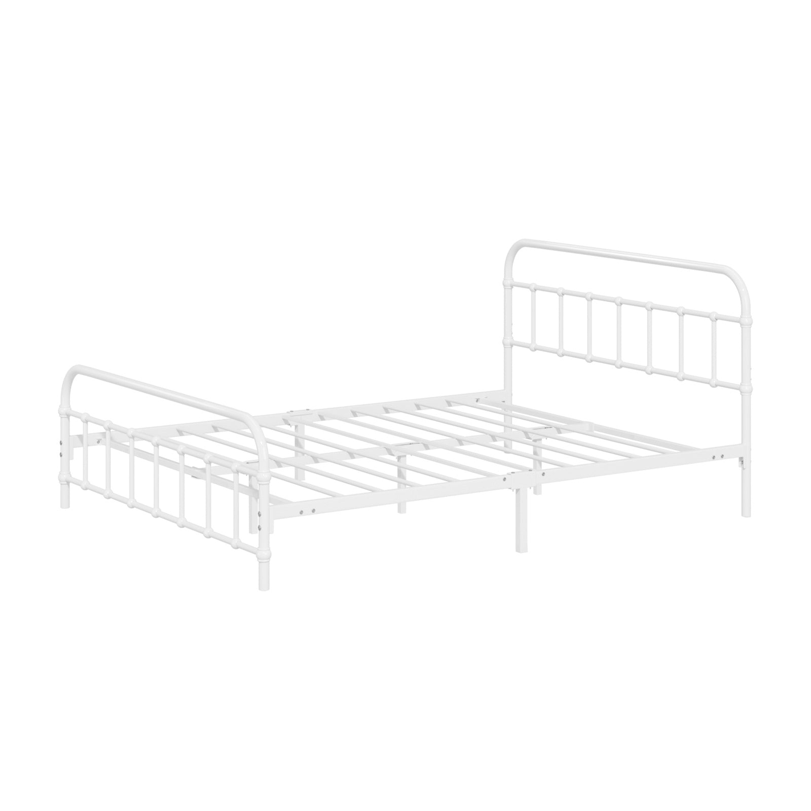 Oikiture Bed Frame Metal Bed Base Double Size Bed Platform White - Sunyee