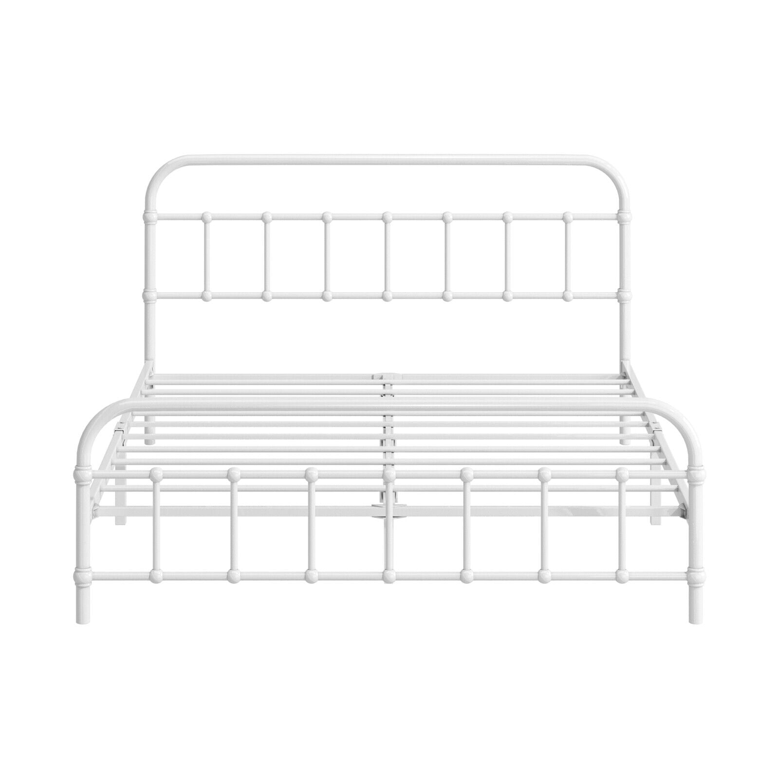 Oikiture Bed Frame Metal Bed Base Double Size Bed Platform White - Sunyee