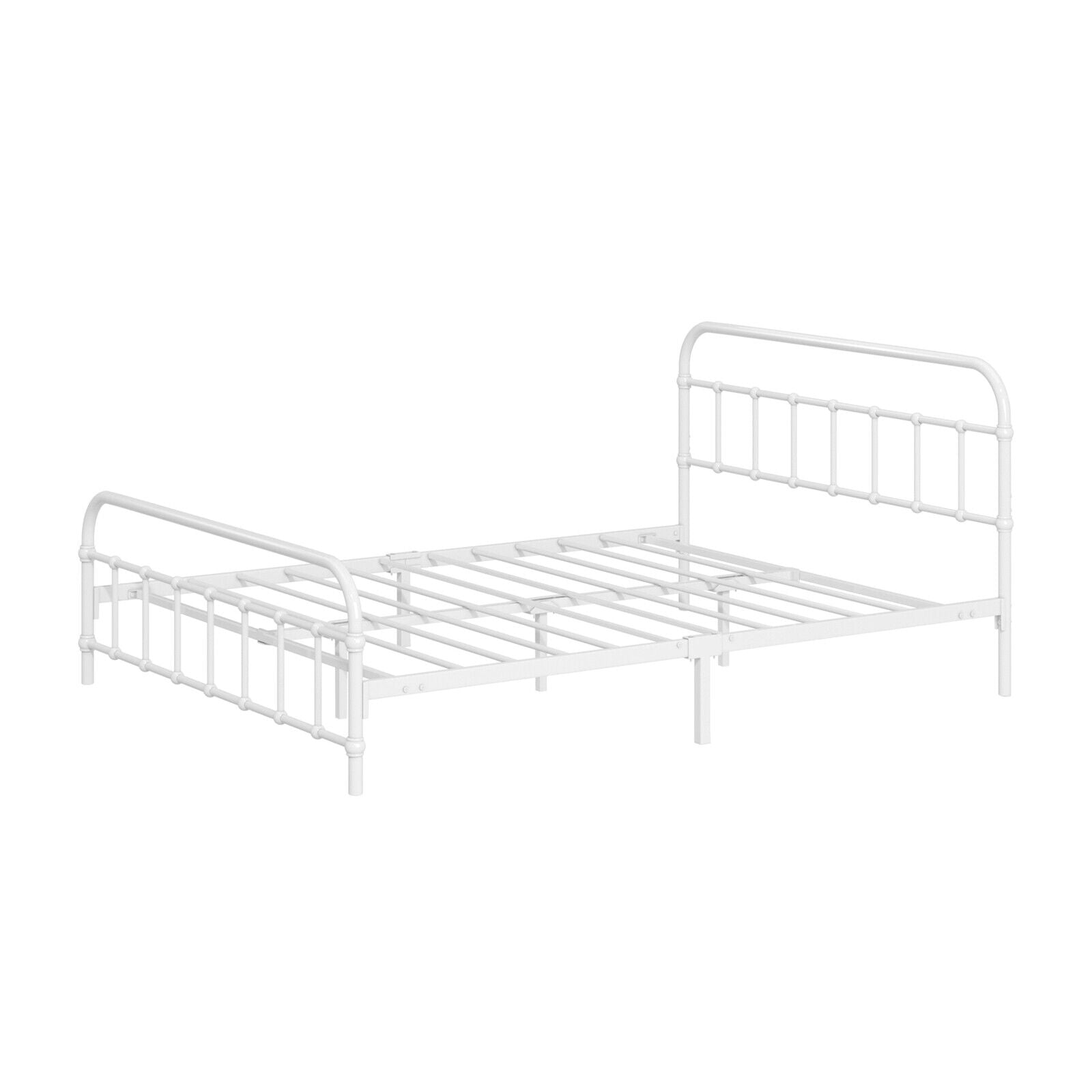 Oikiture Bed Frame Metal Bed Base Double Size Bed Platform White - Sunyee