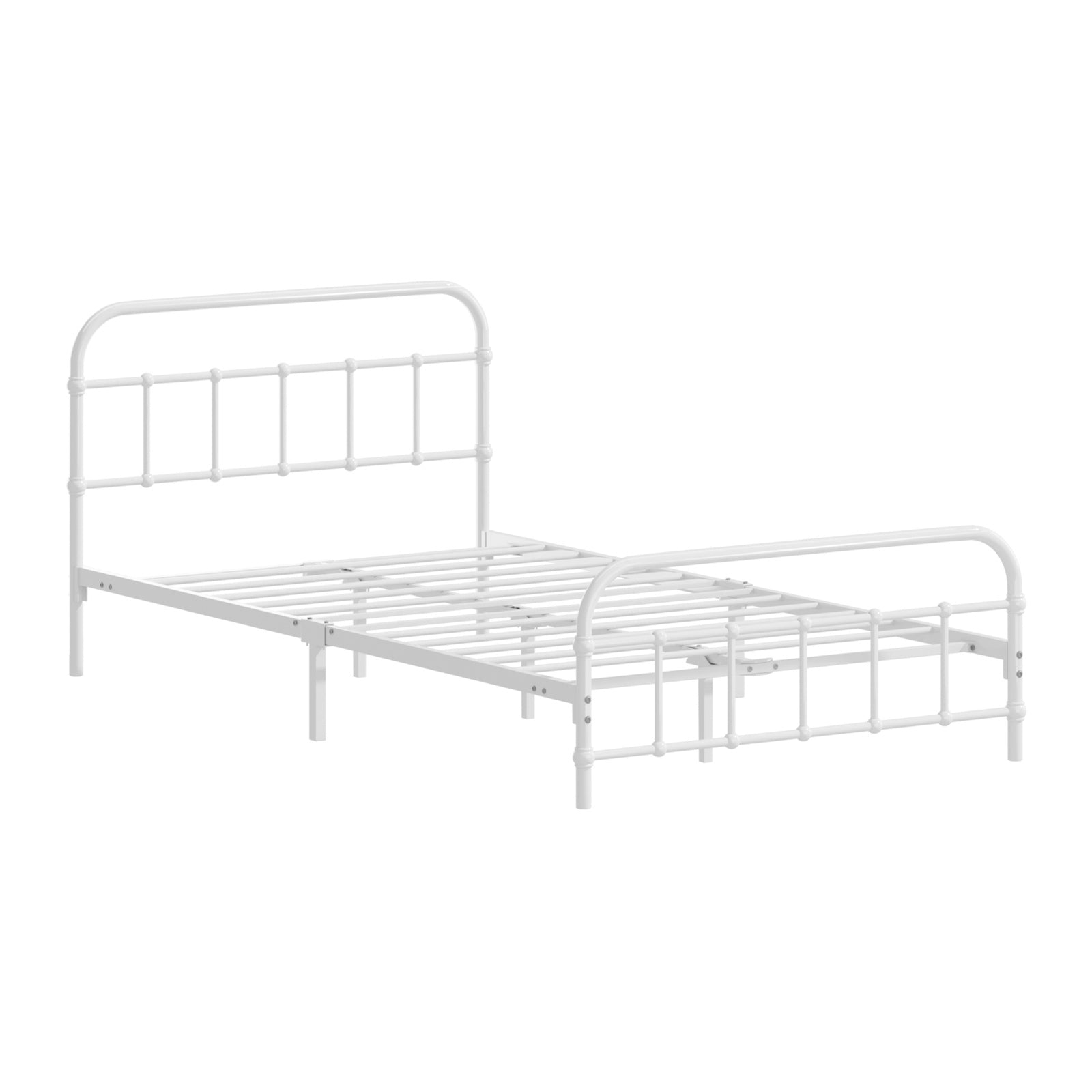 Oikiture Bed Frame Metal Bed Base King Single Size Bed Platform White - Sunyee