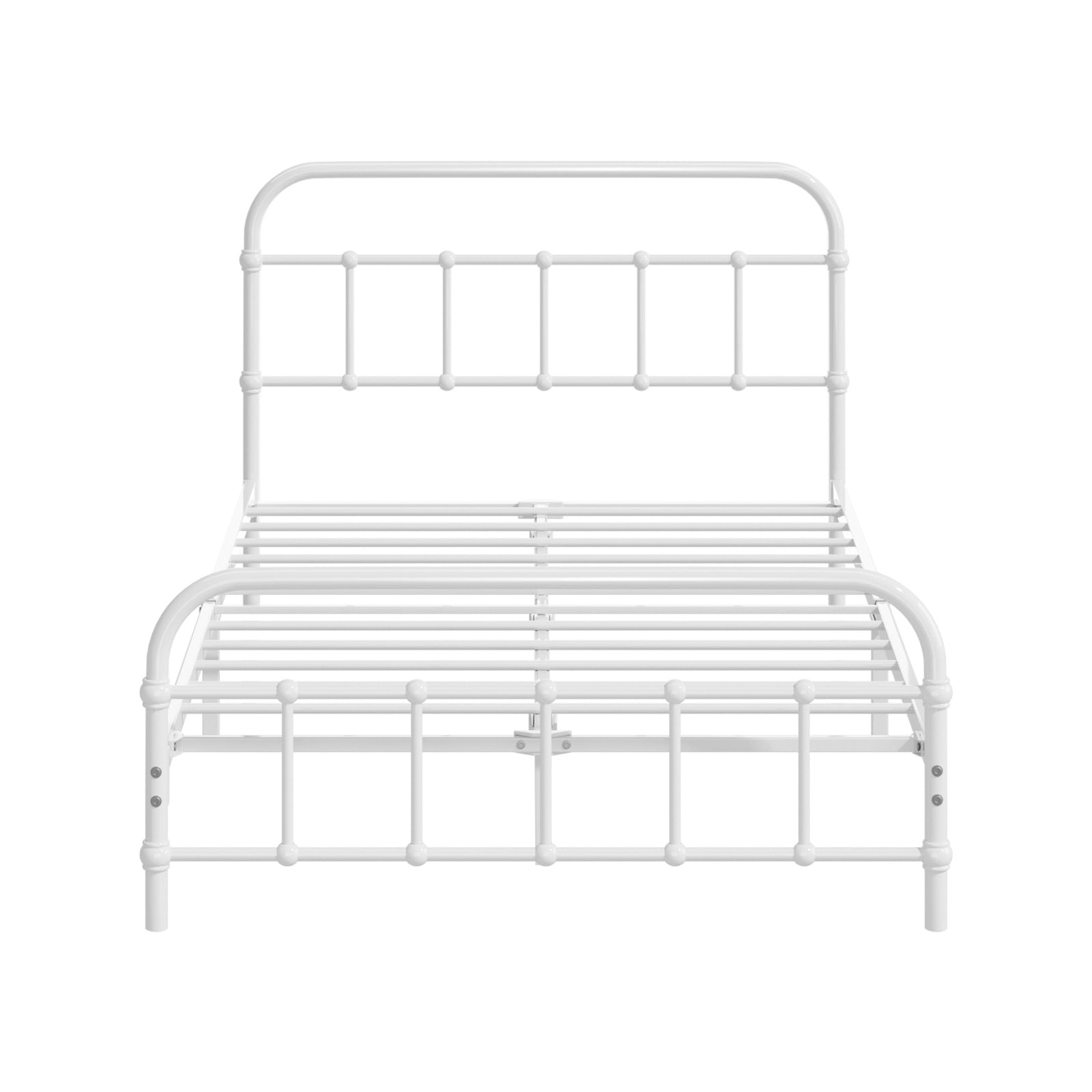 Oikiture Bed Frame Metal Bed Base King Single Size Bed Platform White - Sunyee
