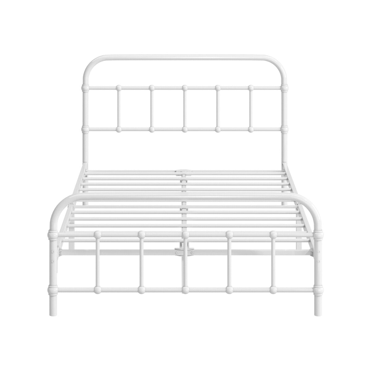 Oikiture Bed Frame Metal Bed Base King Single Size Bed Platform White