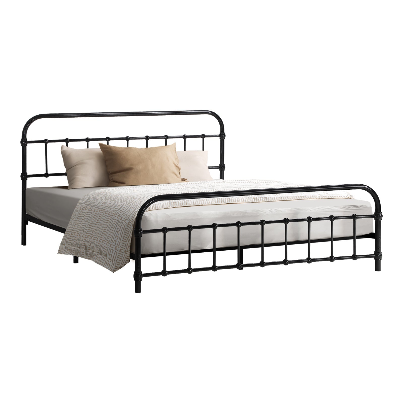 Oikiture Metal Bed Frame Queen Double King Single Size Metal Bed Base Platform