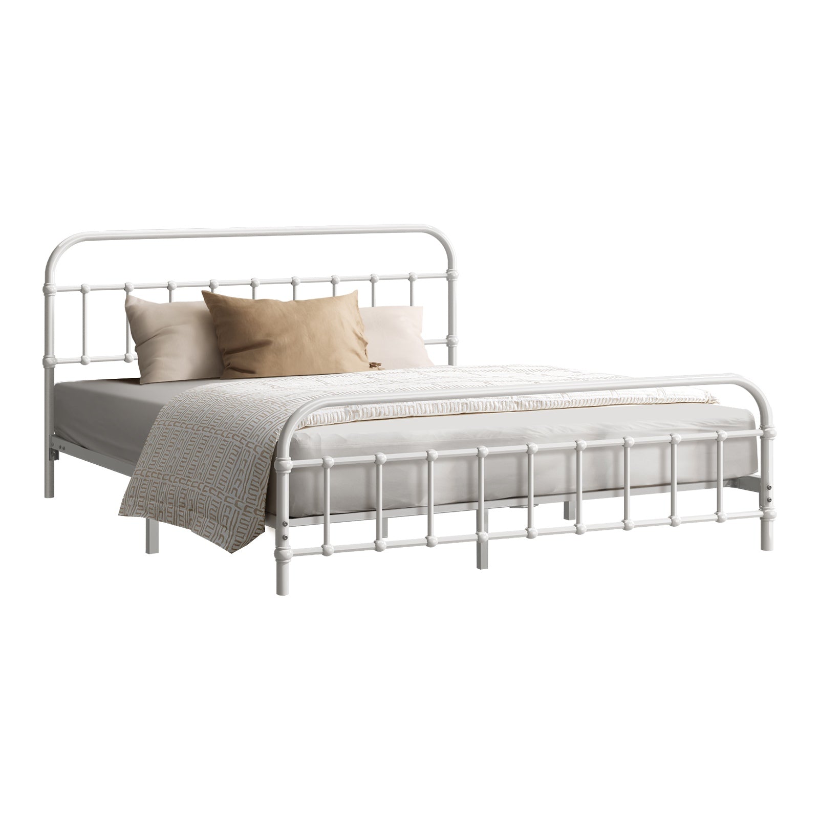 Oikiture Metal Bed Frame Queen Double King Single Size Metal Bed Base Platform
