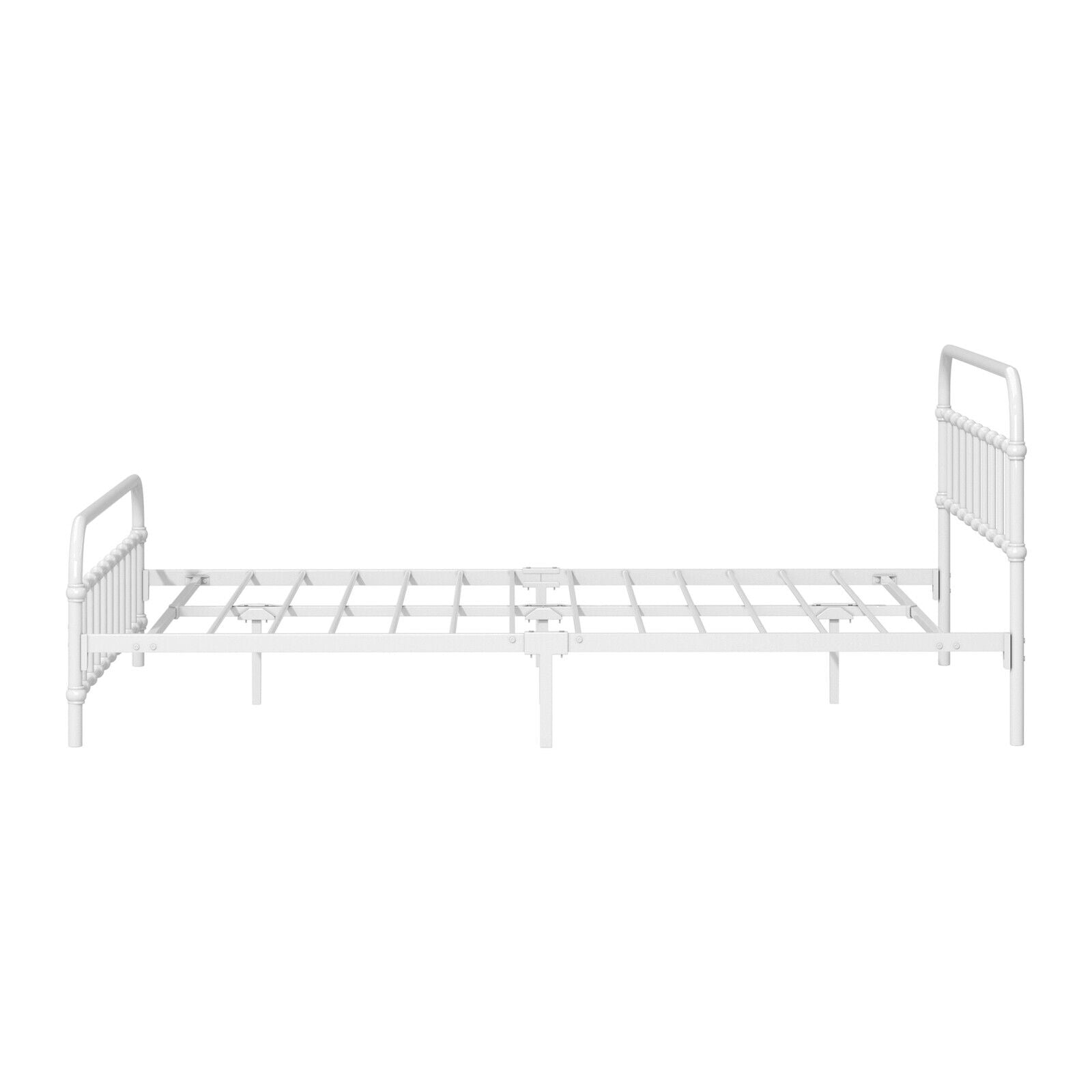 Oikiture Bed Frame Metal Bed Base Queen Size Bed Platform White - Sunyee