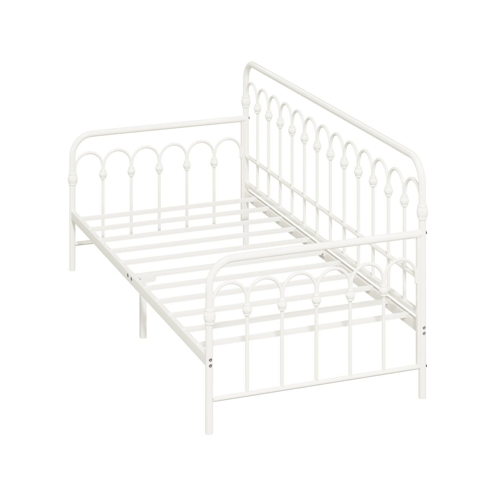 Oikiture Metal Daybed Frame Single Size Sofa Bed Steel Slat Support Beige - Sunyee
