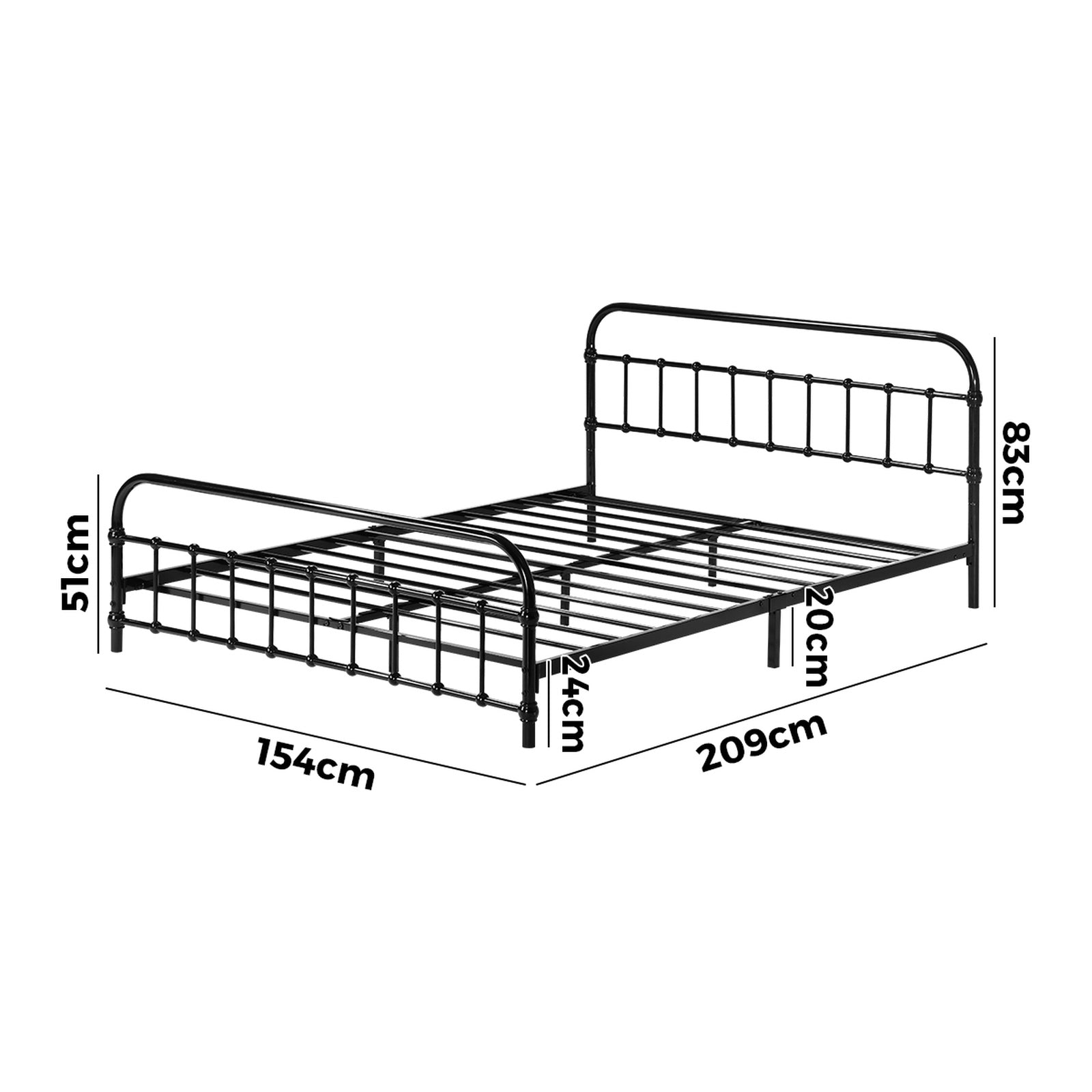 Oikiture Metal Bed Frame Queen Size Bed Base Platform - Sunyee