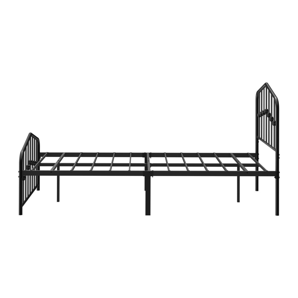 Oikiture King Single Metal Bed Frame Headboard Footboard Platform Bed Base Black