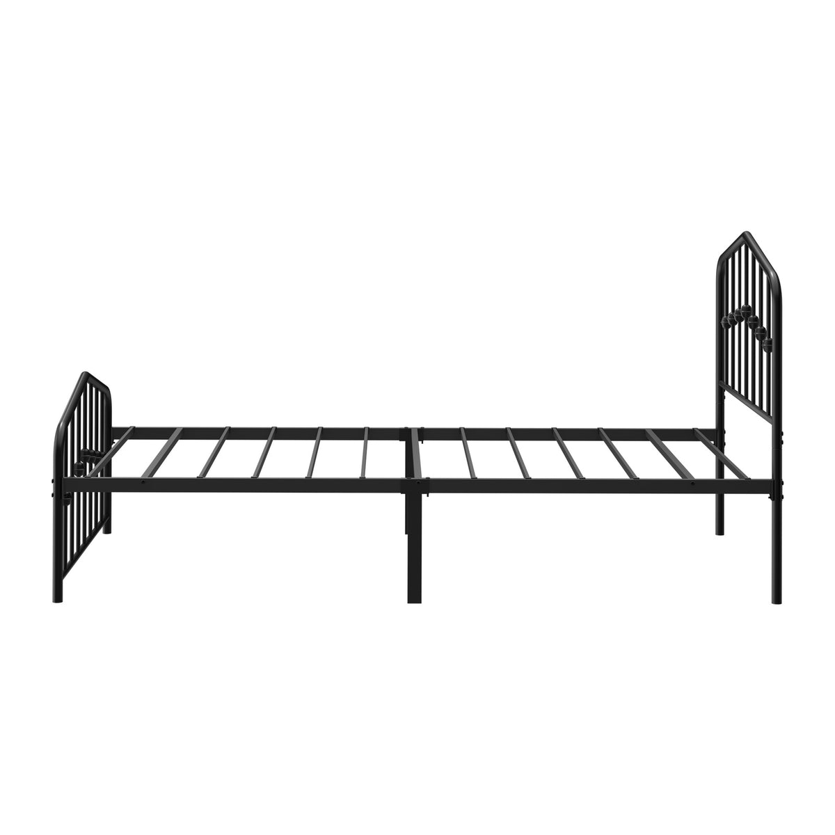 Oikiture Single Metal Bed Frame with Headboard Footboard Platform Bed Base Black