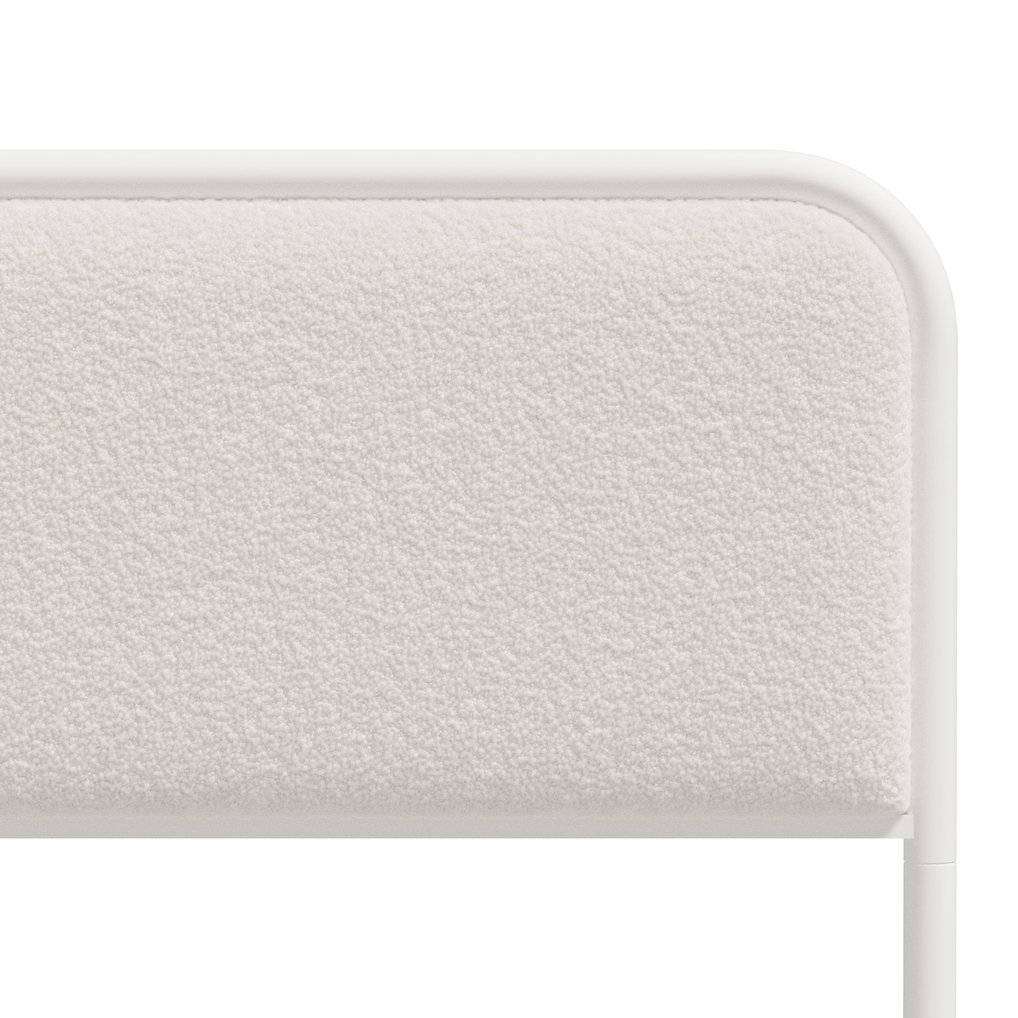 Oikiture Metal Bed Frame Double Size Tufted Bedhead Boucle Fabric Beige - Sunyee