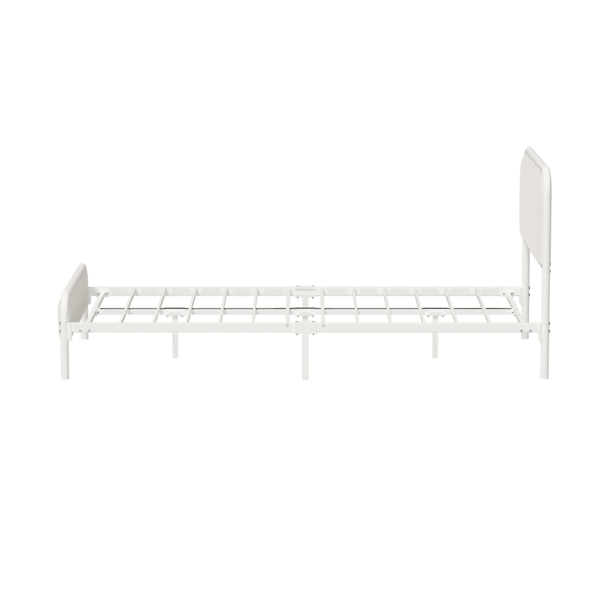 Oikiture Metal Bed Frame King Single Double Queen Tufted Bedhead Boucle Fabric - Sunyee