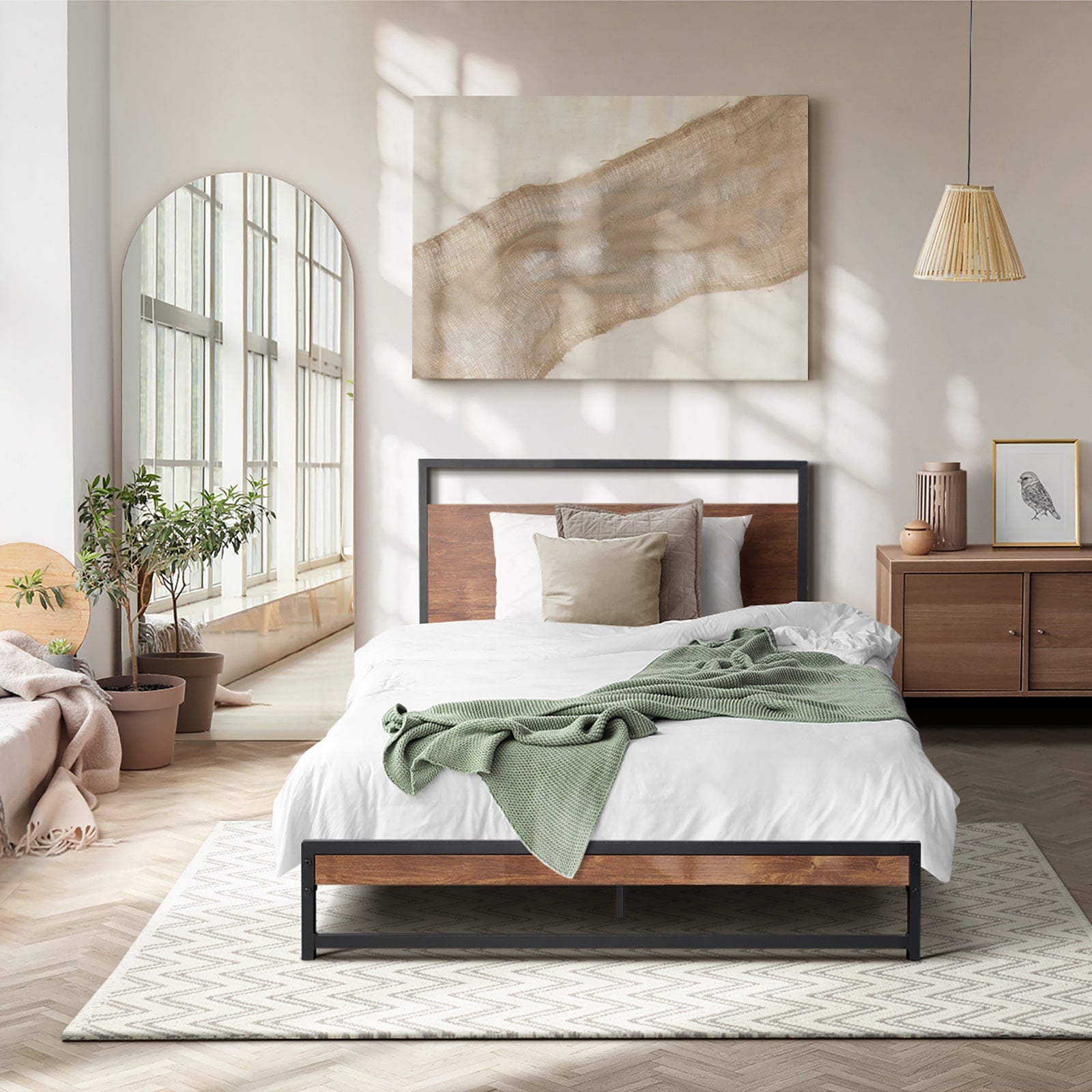 Oikiture Metal Bed Frame King Single Size Beds Base Platform Wood - Sunyee