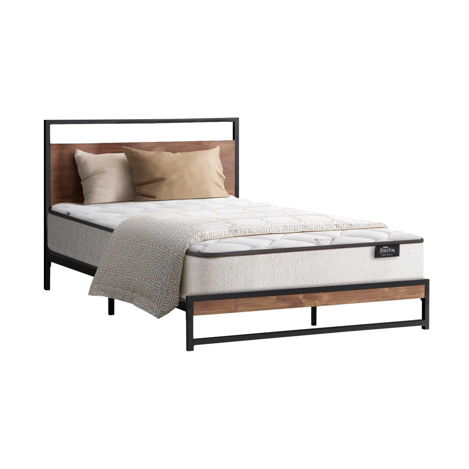 Oikiture Metal Bed Frame Queen Double King Single Platform with Mattress Set - Sunyee