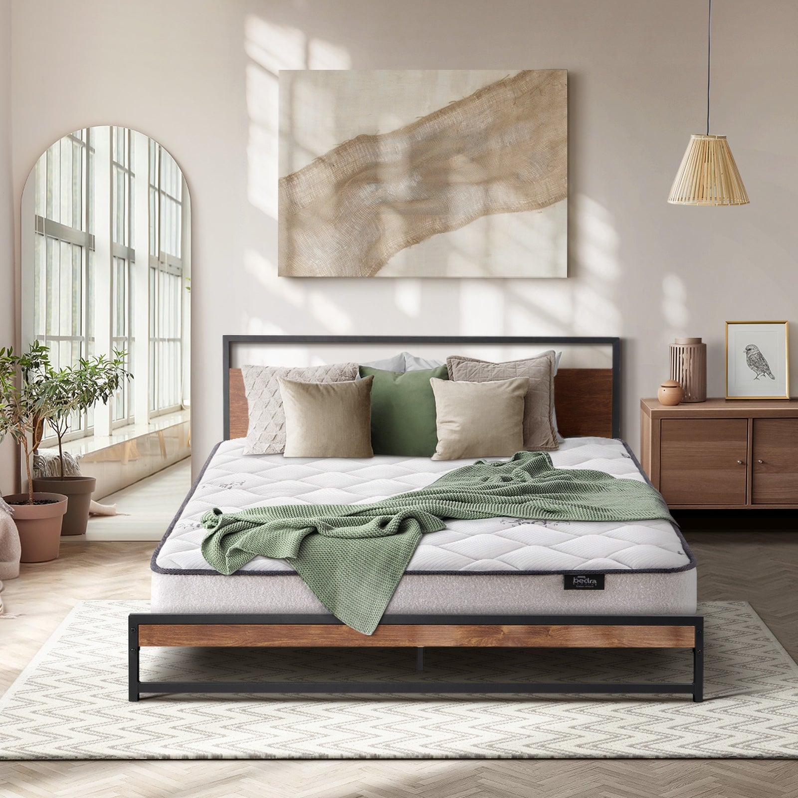 Oikiture Metal Bed Frame Queen Double King Single Platform with Mattress Set - Sunyee