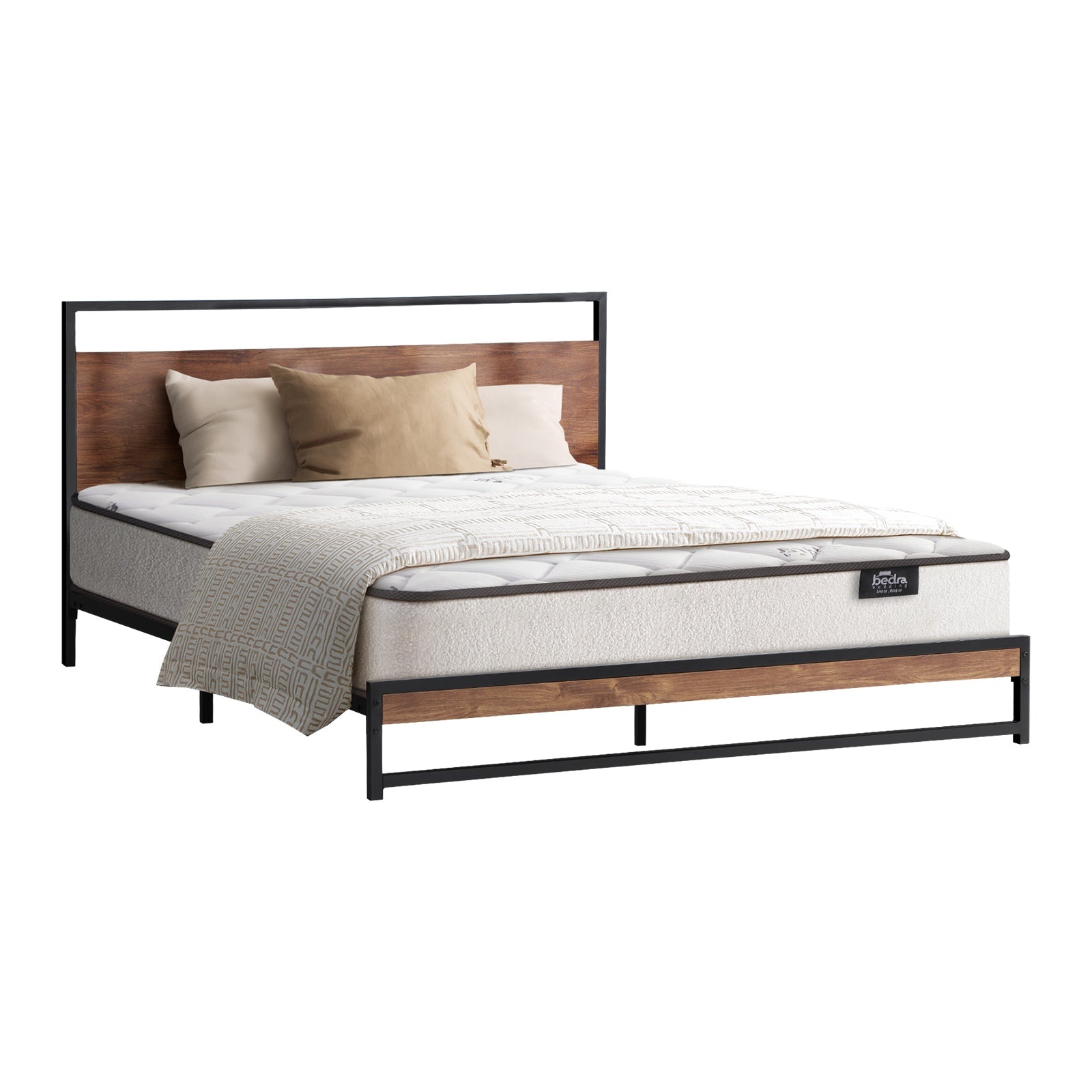 Oikiture Metal Bed Frame Queen Double King Single Platform with Mattress Set - Sunyee