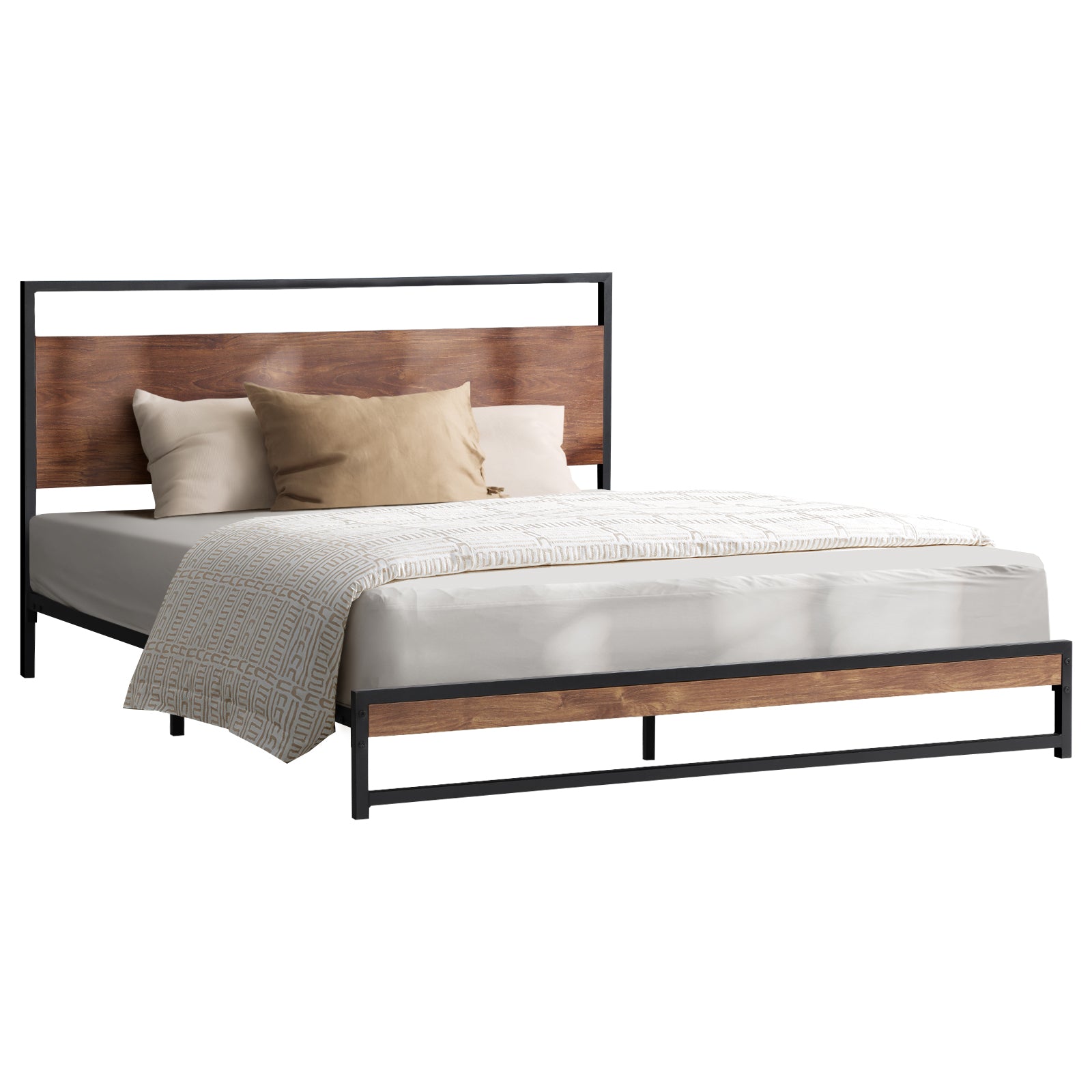 Oikiture Metal Bed Frame Queen Double King Single Size Beds Base Platform Wood - Sunyee