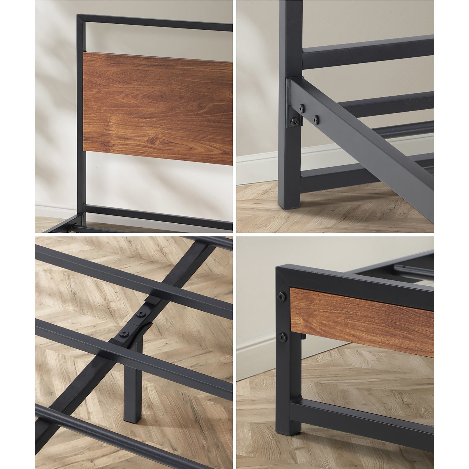 Oikiture Metal Bed Frame Single Size Beds Base Platform Wood - Sunyee