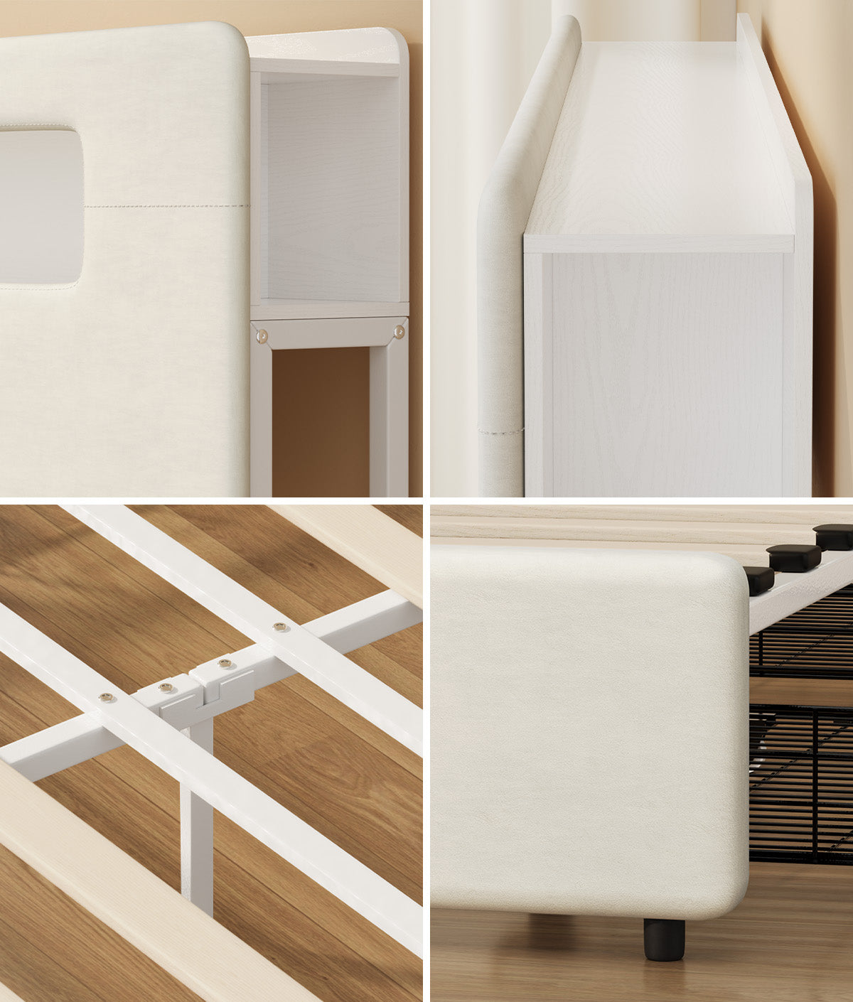 Oikiture Bed Frame Drawers Double Queen King with LED Charging Storage Bedhead - Sunyee