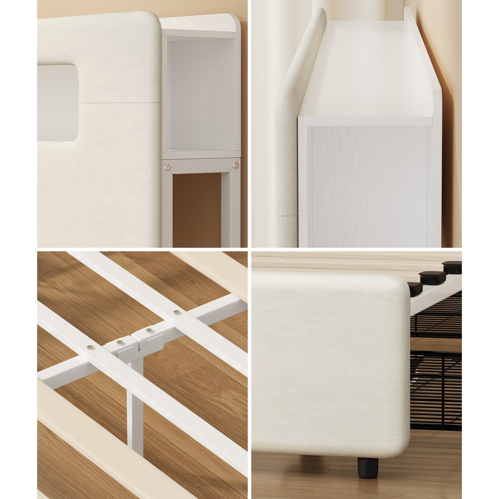 Oikiture Bed Frame Drawers Double Queen King with LED Charging Storage Bedhead - Sunyee