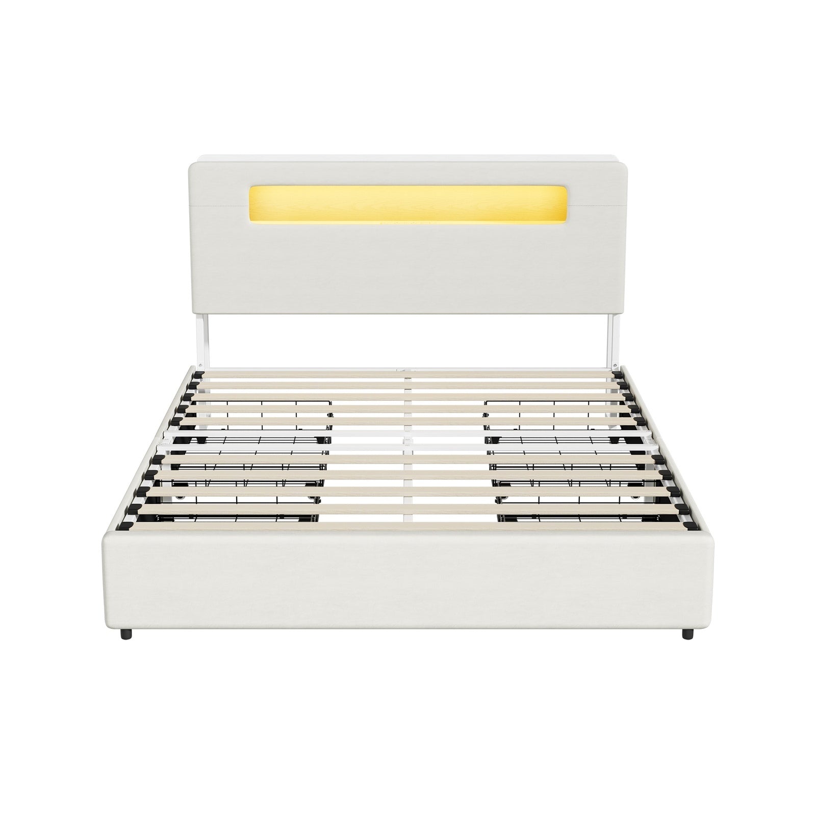 Oikiture Bed Frame 4 Drawers Queen Size with LED Charging Storage Bedhead - Sunyee
