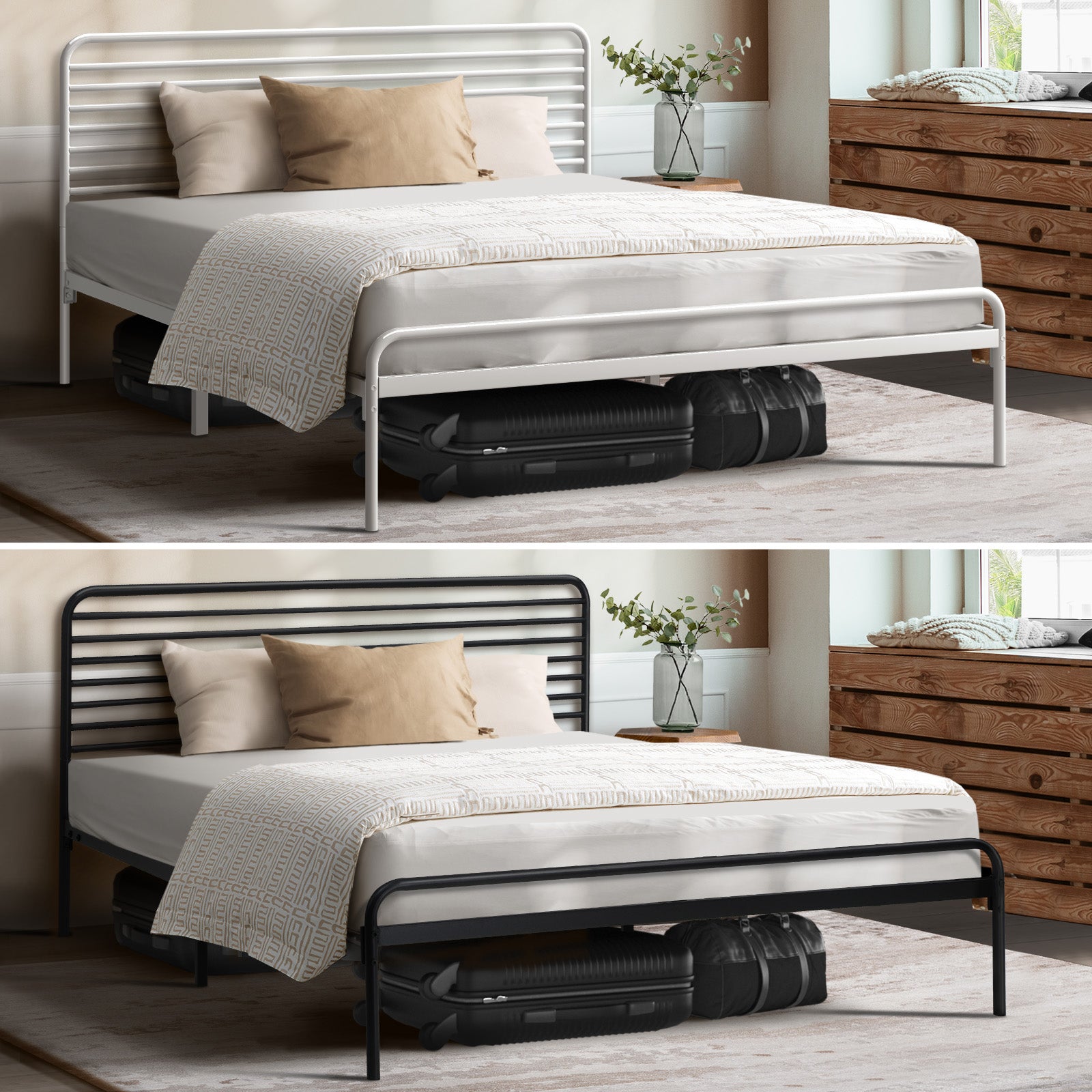 Oikiture Metal Bed Frame Queen Double King Single Bed Base Beds Platform - Sunyee