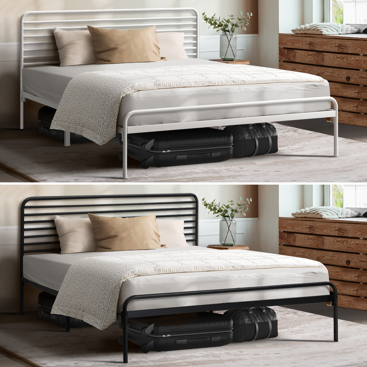 Oikiture Metal Bed Frame Queen Double King Single Bed Base Beds Platform