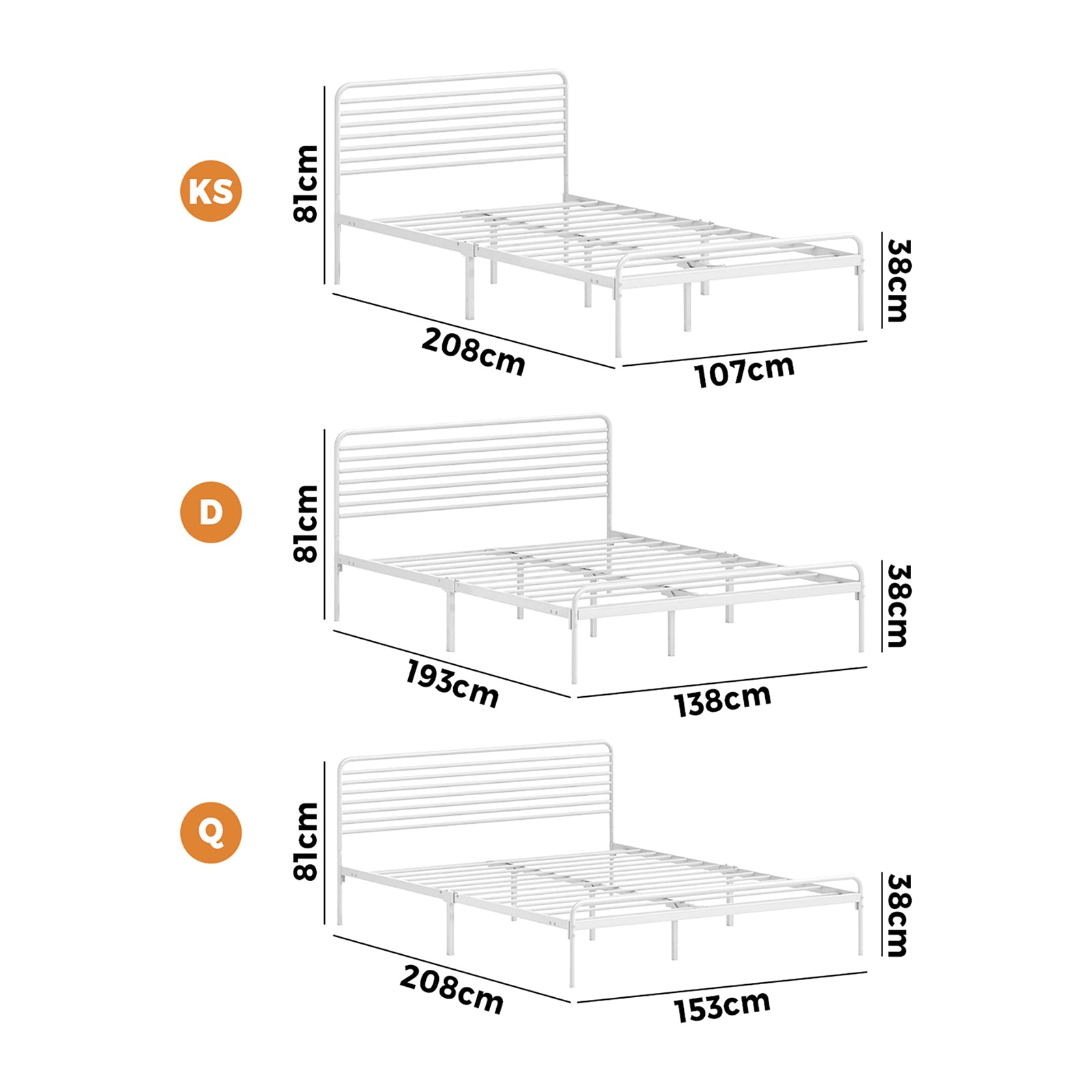 Oikiture Metal Bed Frame Queen Double King Single Bed Base Beds Platform - Sunyee