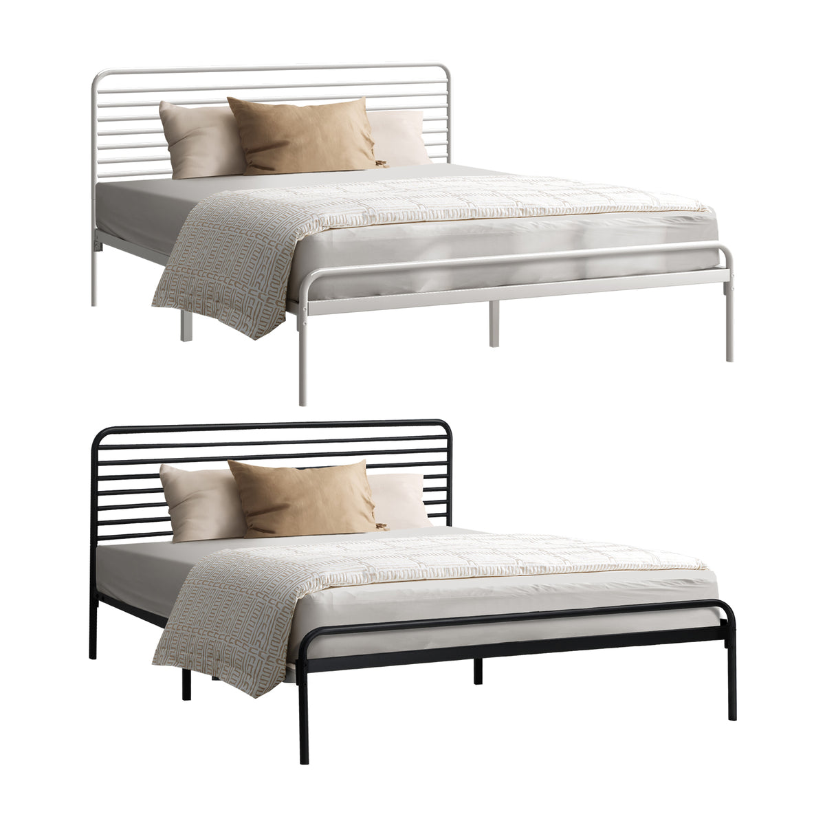 Oikiture Metal Bed Frame Queen Double King Single Bed Base Beds Platform